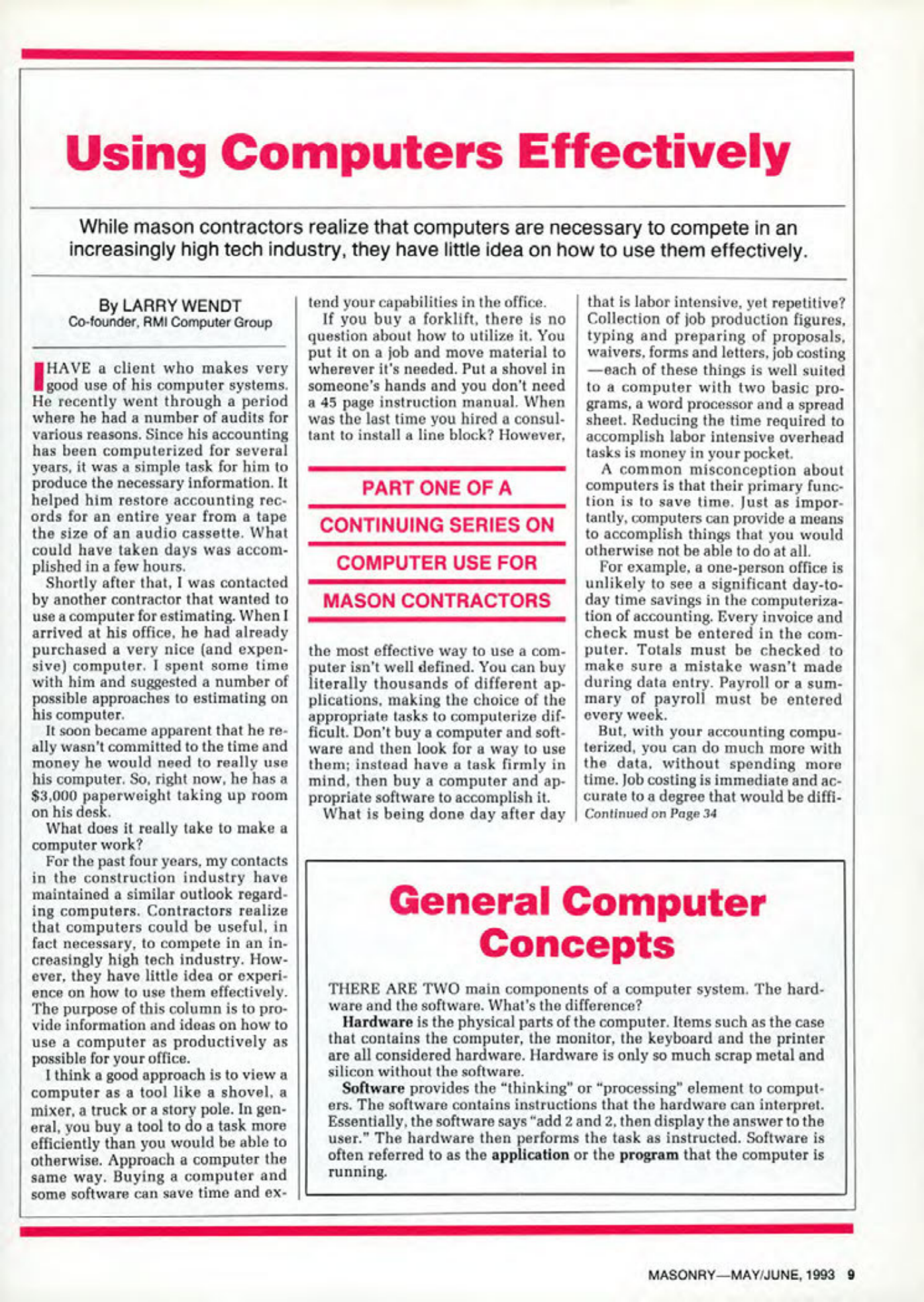 Masonry Magazine June 1993 Page. 9