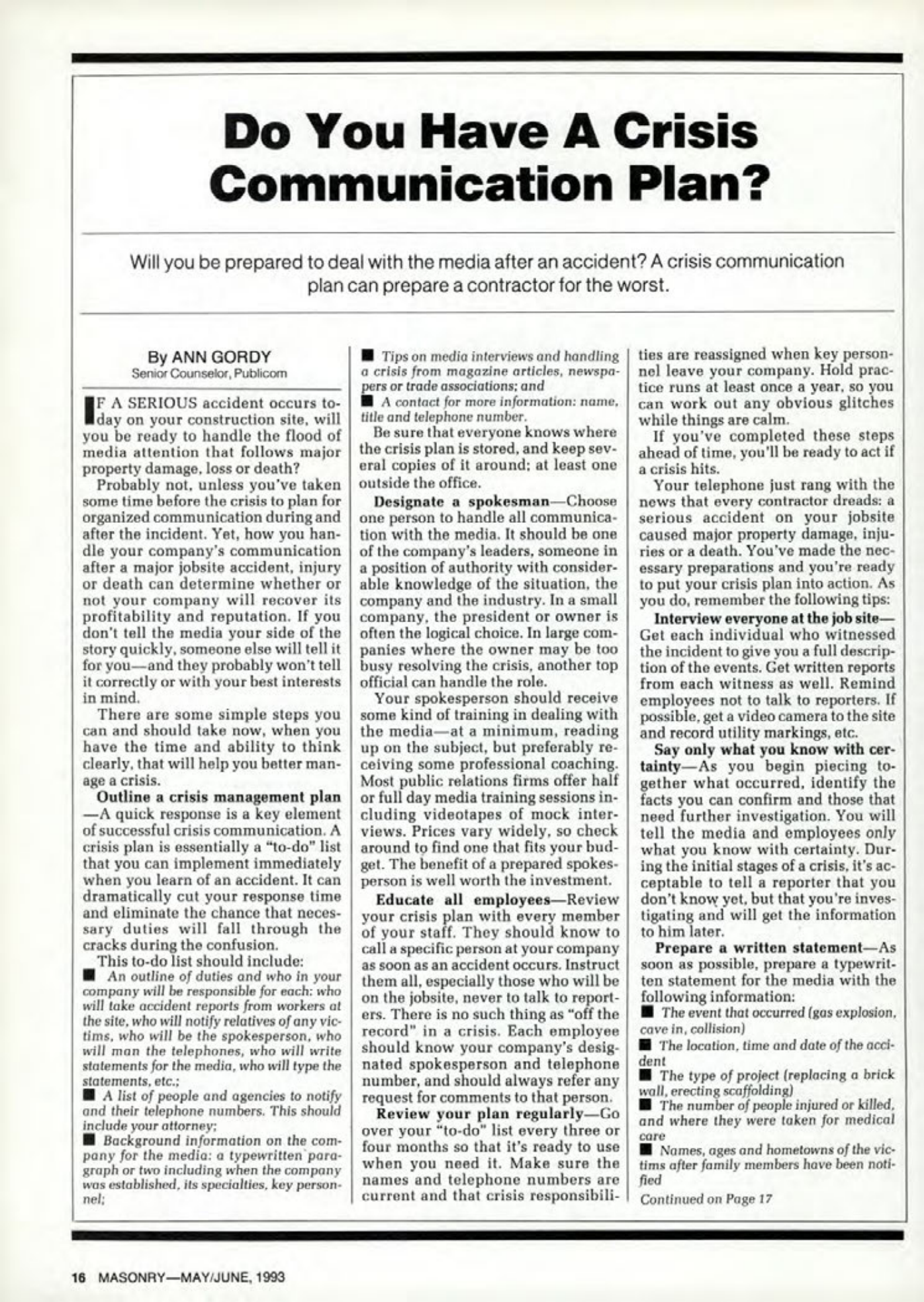 Masonry Magazine June 1993 Page. 16
