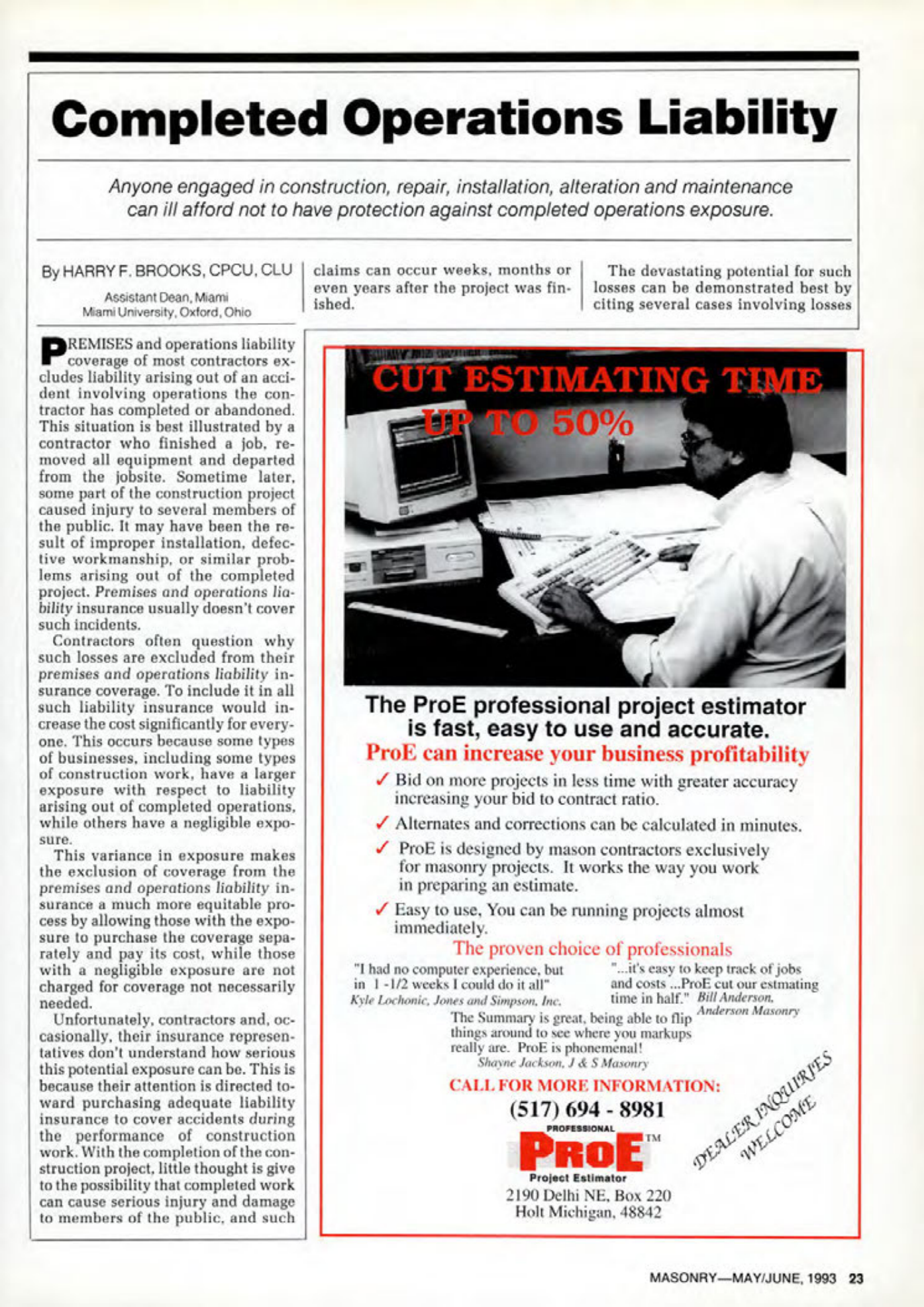 Masonry Magazine June 1993 Page. 23