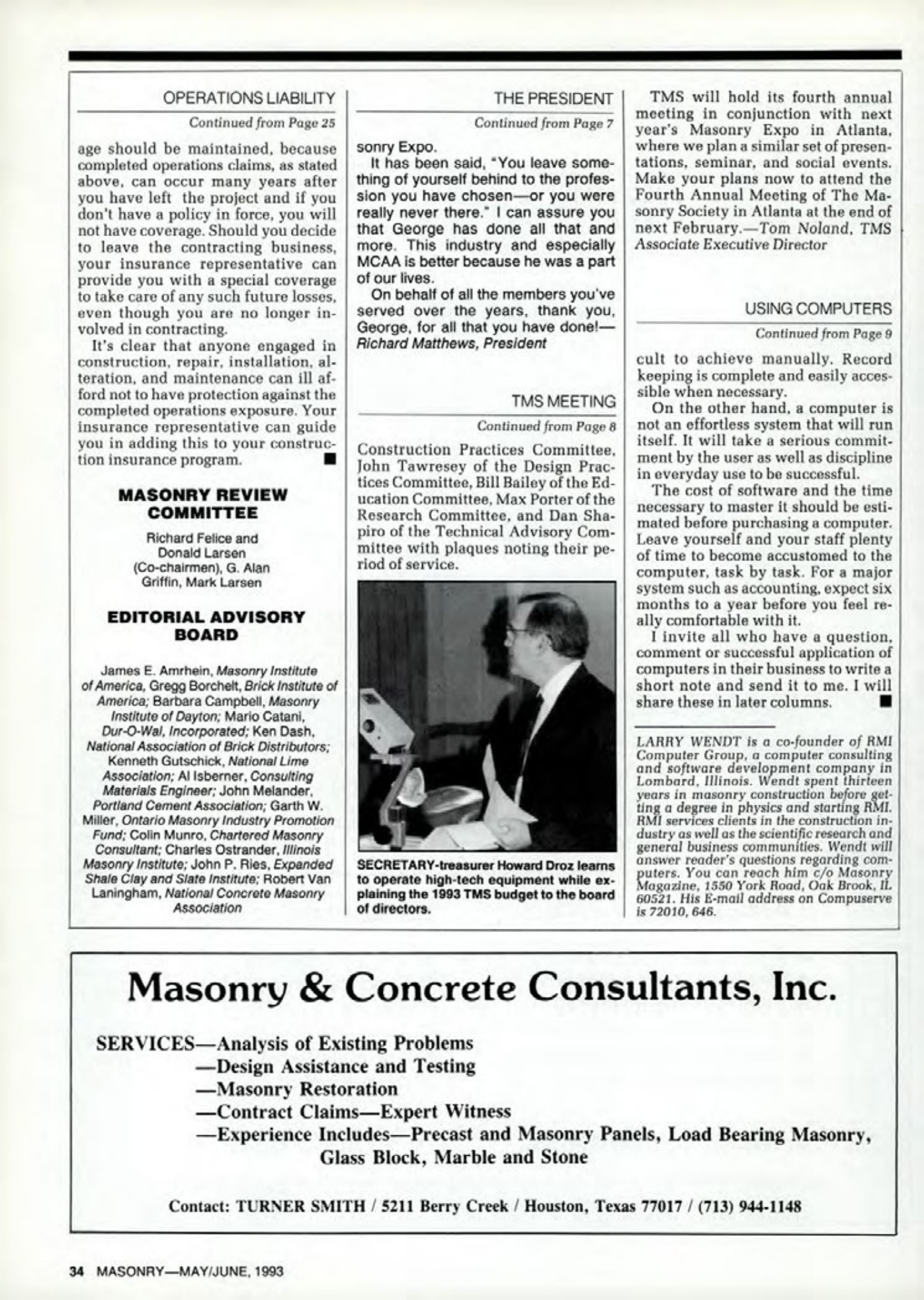 Masonry Magazine June 1993 Page. 34