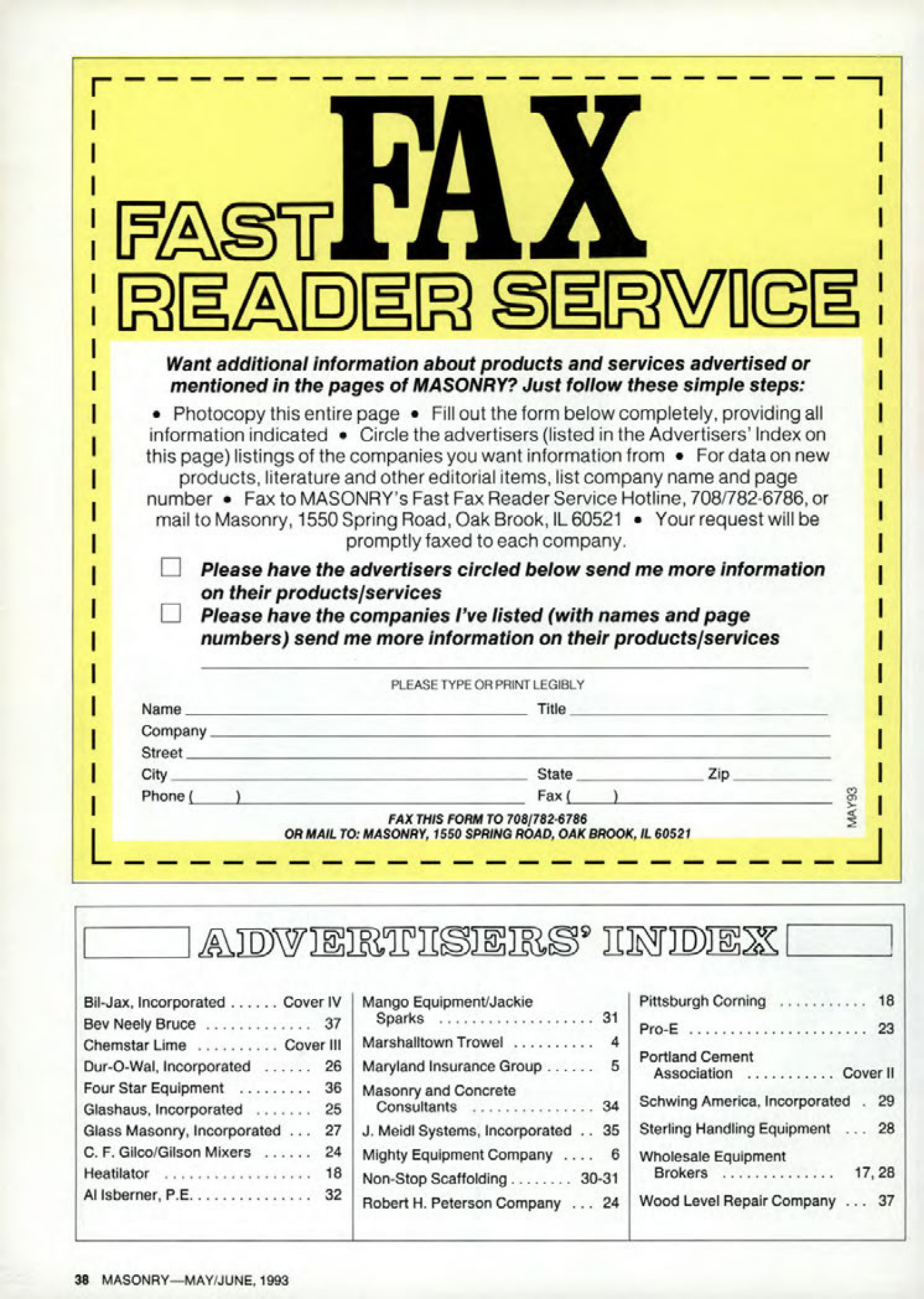 Masonry Magazine June 1993 Page. 38