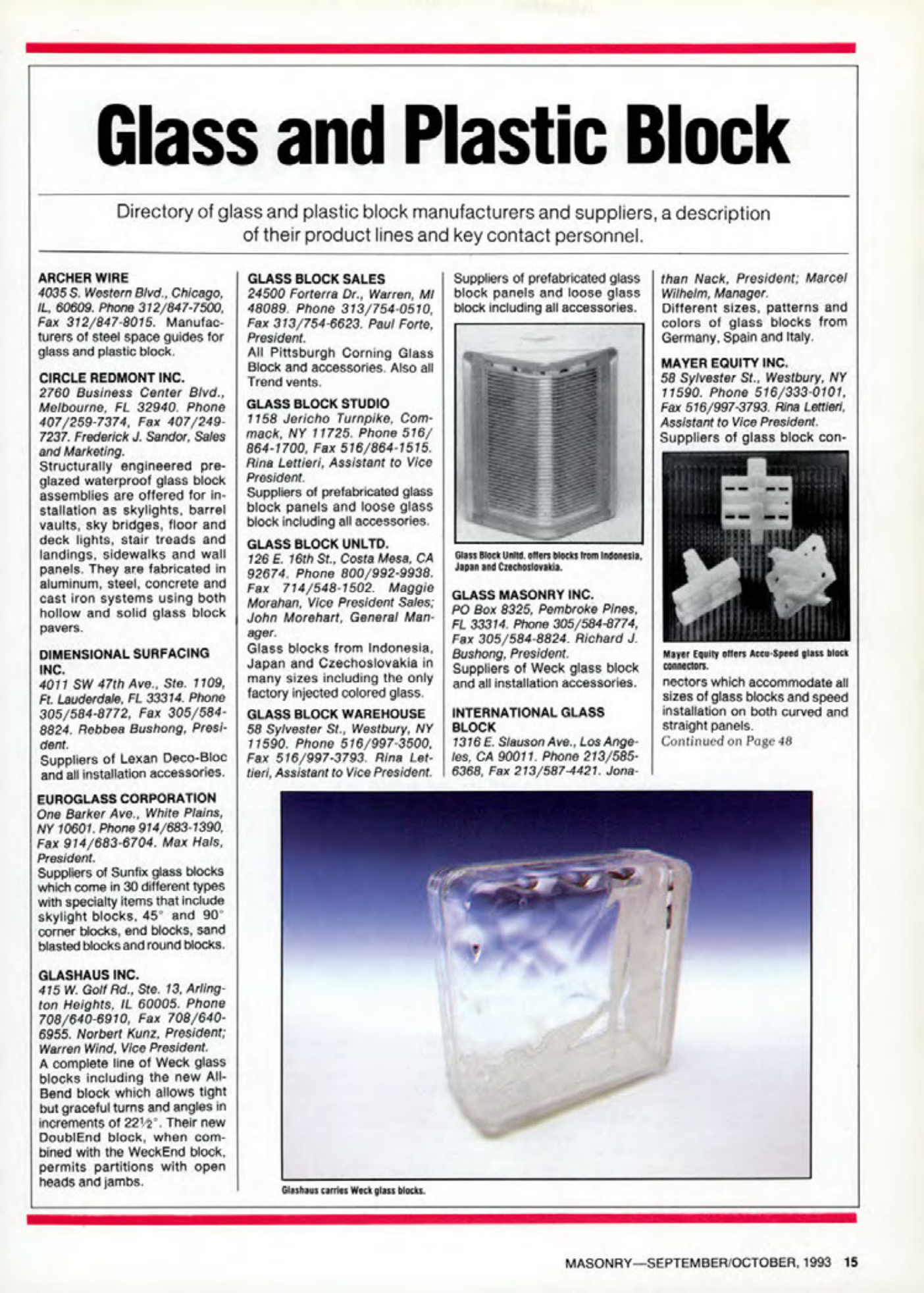 Masonry Magazine October 1993 Page. 15