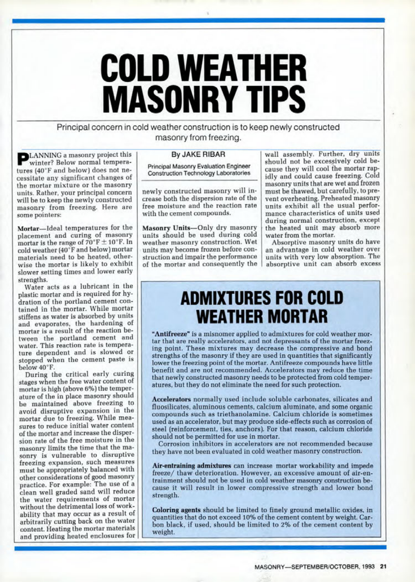 Masonry Magazine October 1993 Page. 21