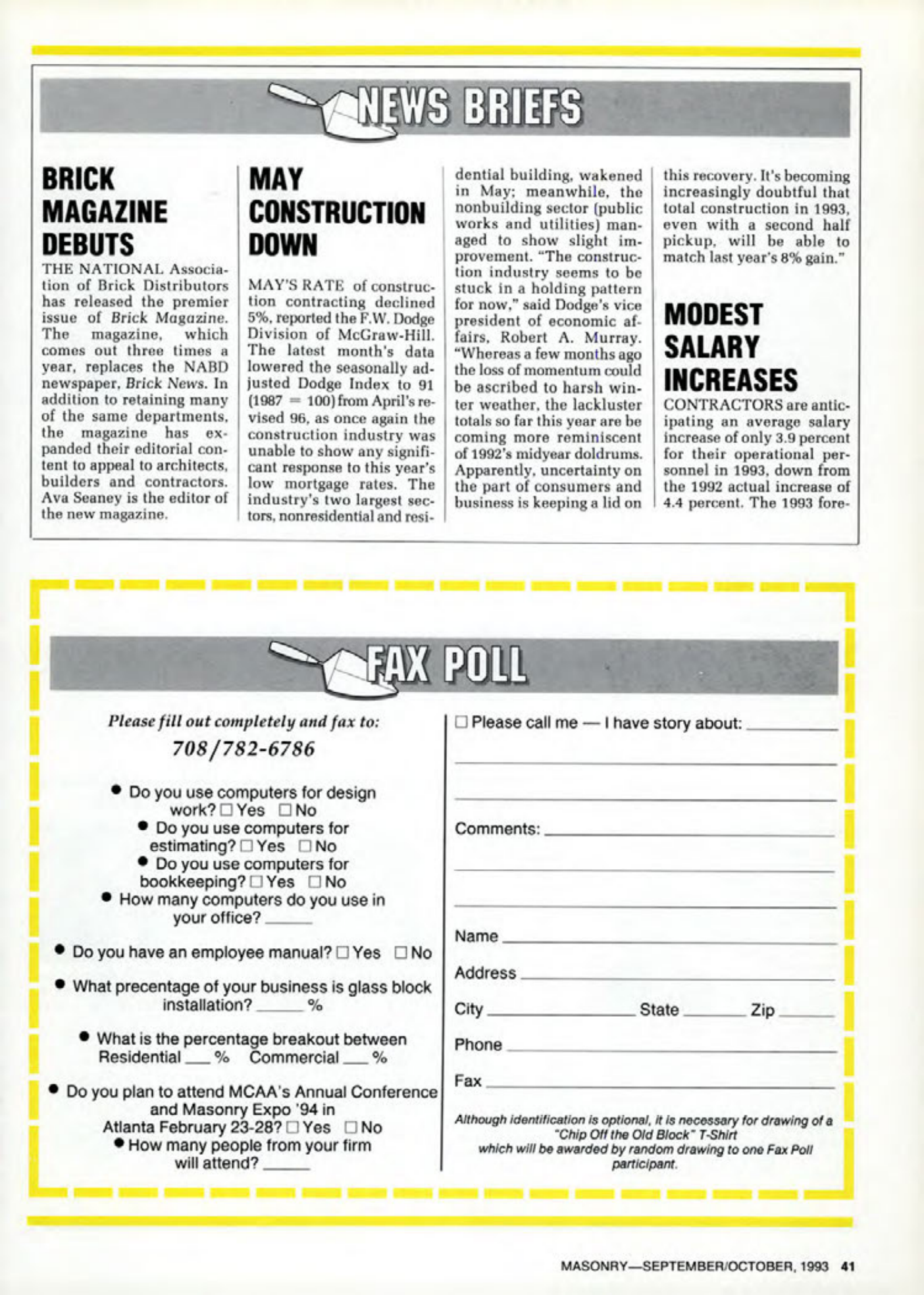 Masonry Magazine October 1993 Page. 41