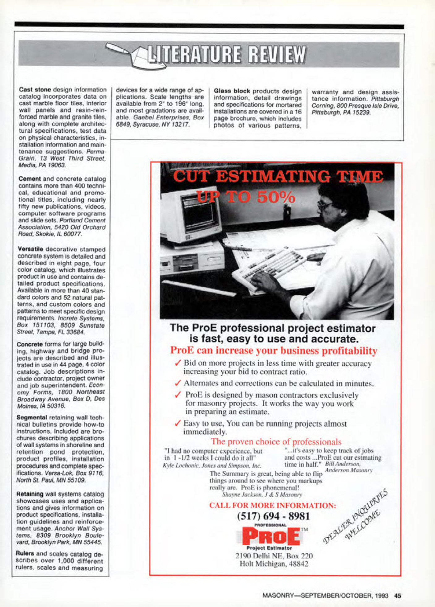Masonry Magazine October 1993 Page. 45