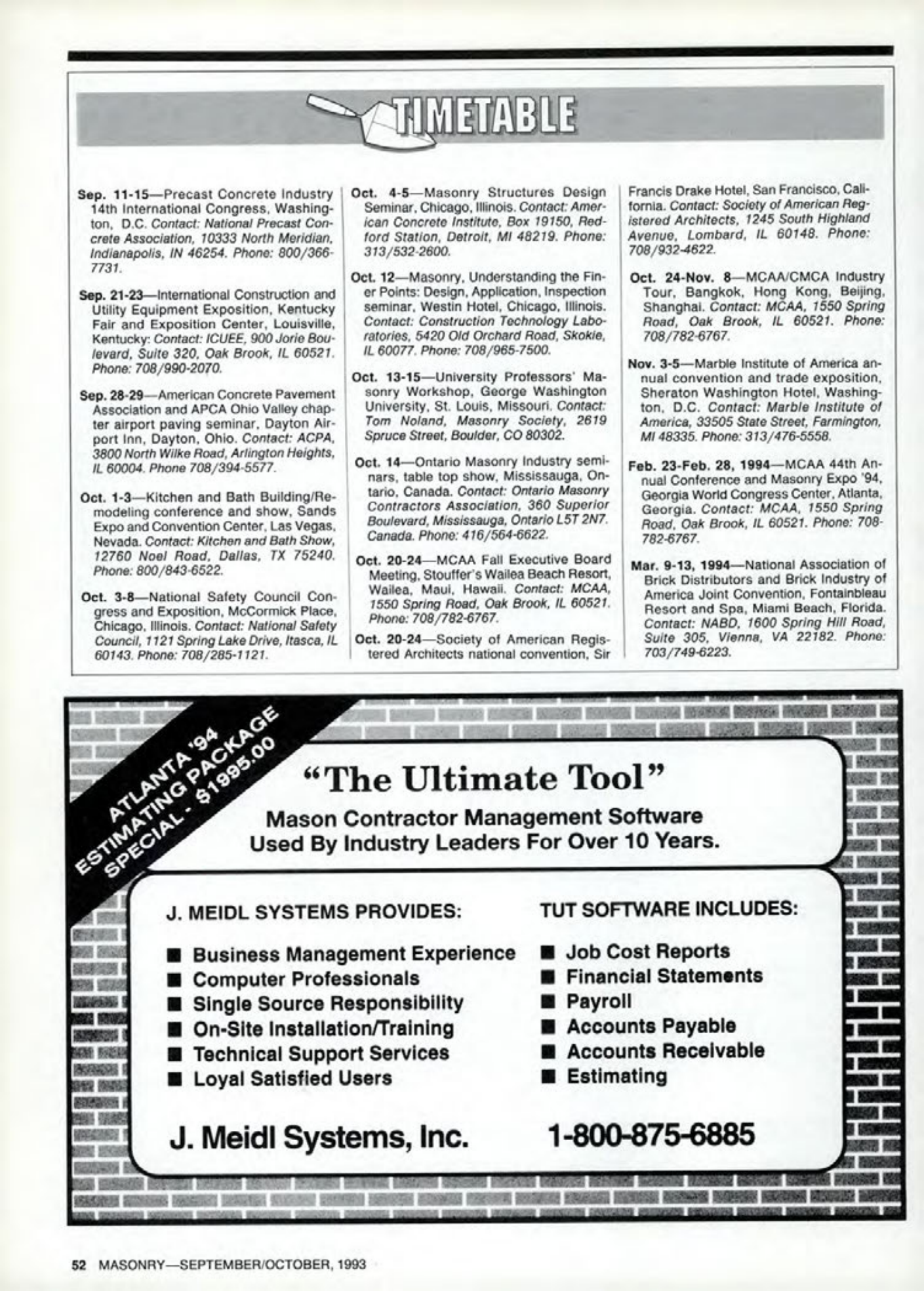Masonry Magazine October 1993 Page. 52