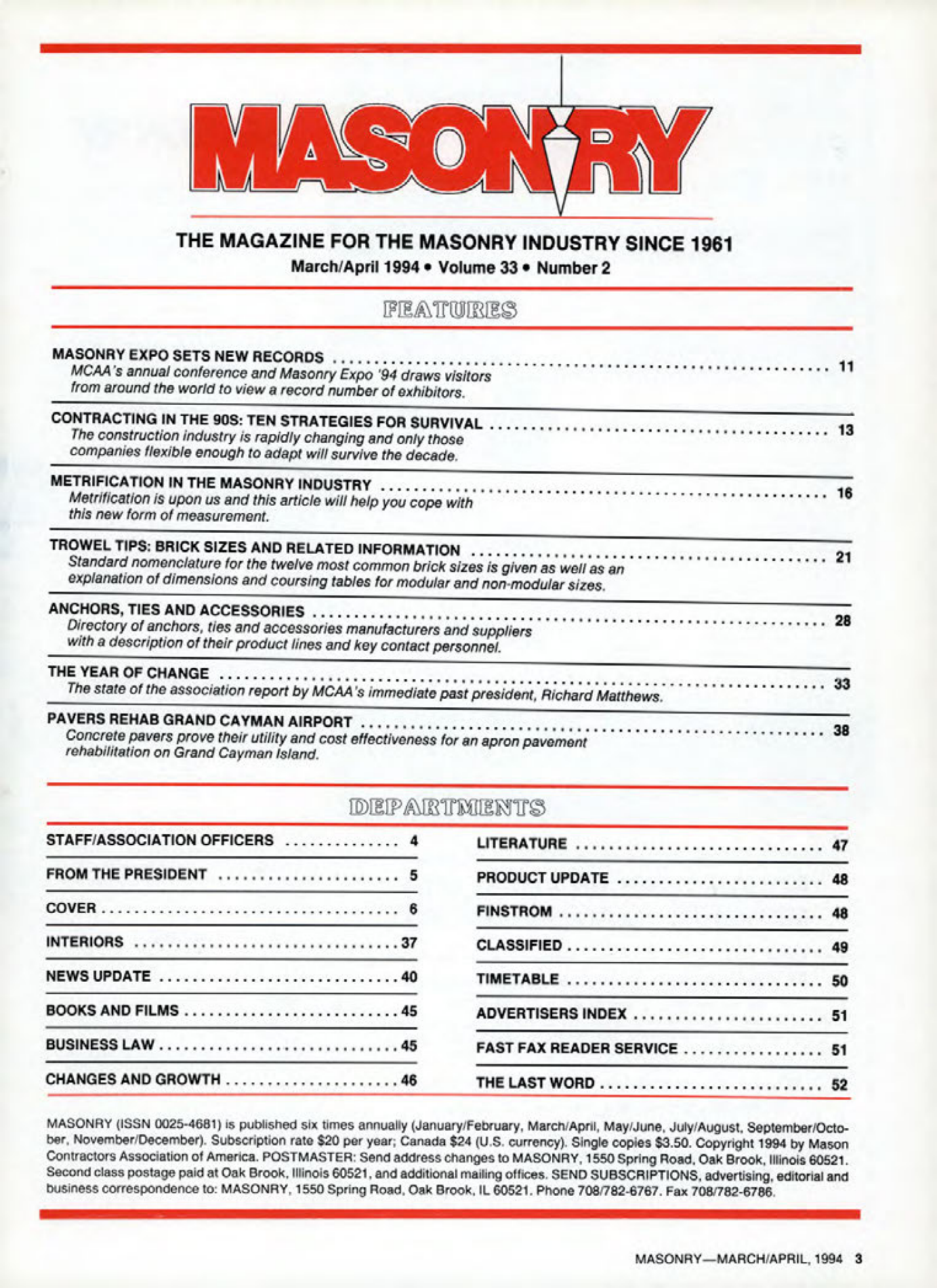 Masonry Magazine April 1994 Page. 3