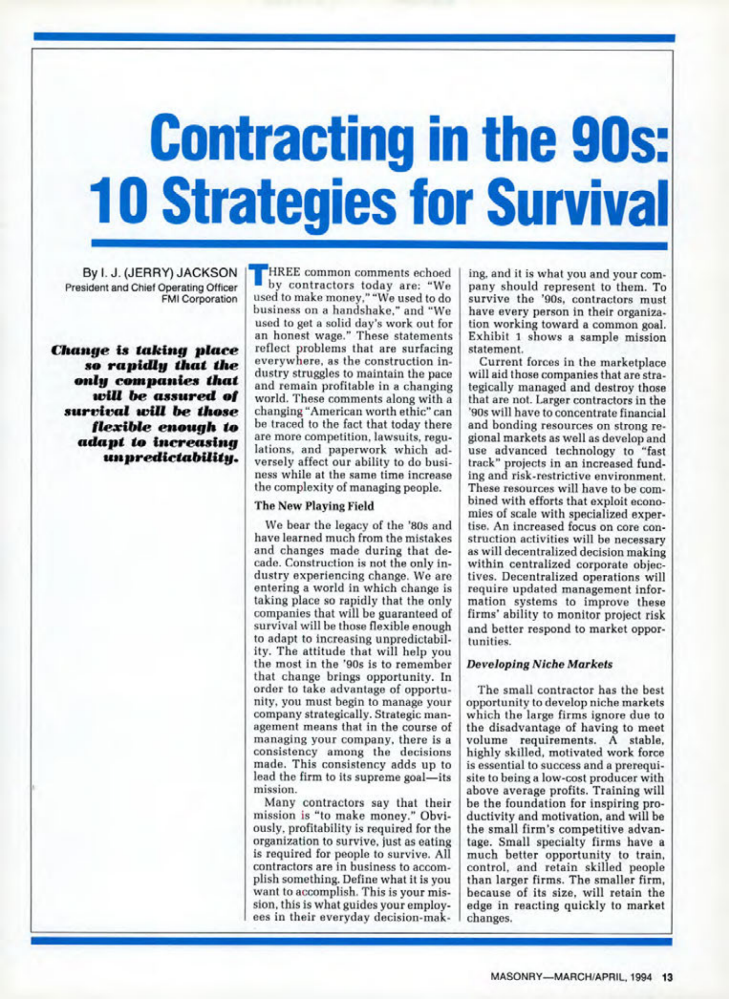 Masonry Magazine April 1994 Page. 13