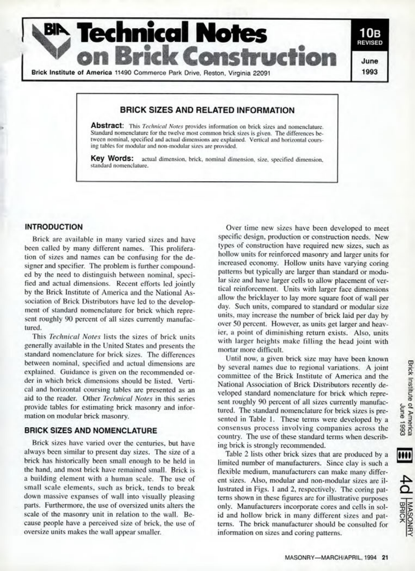 Masonry Magazine April 1994 Page. 21