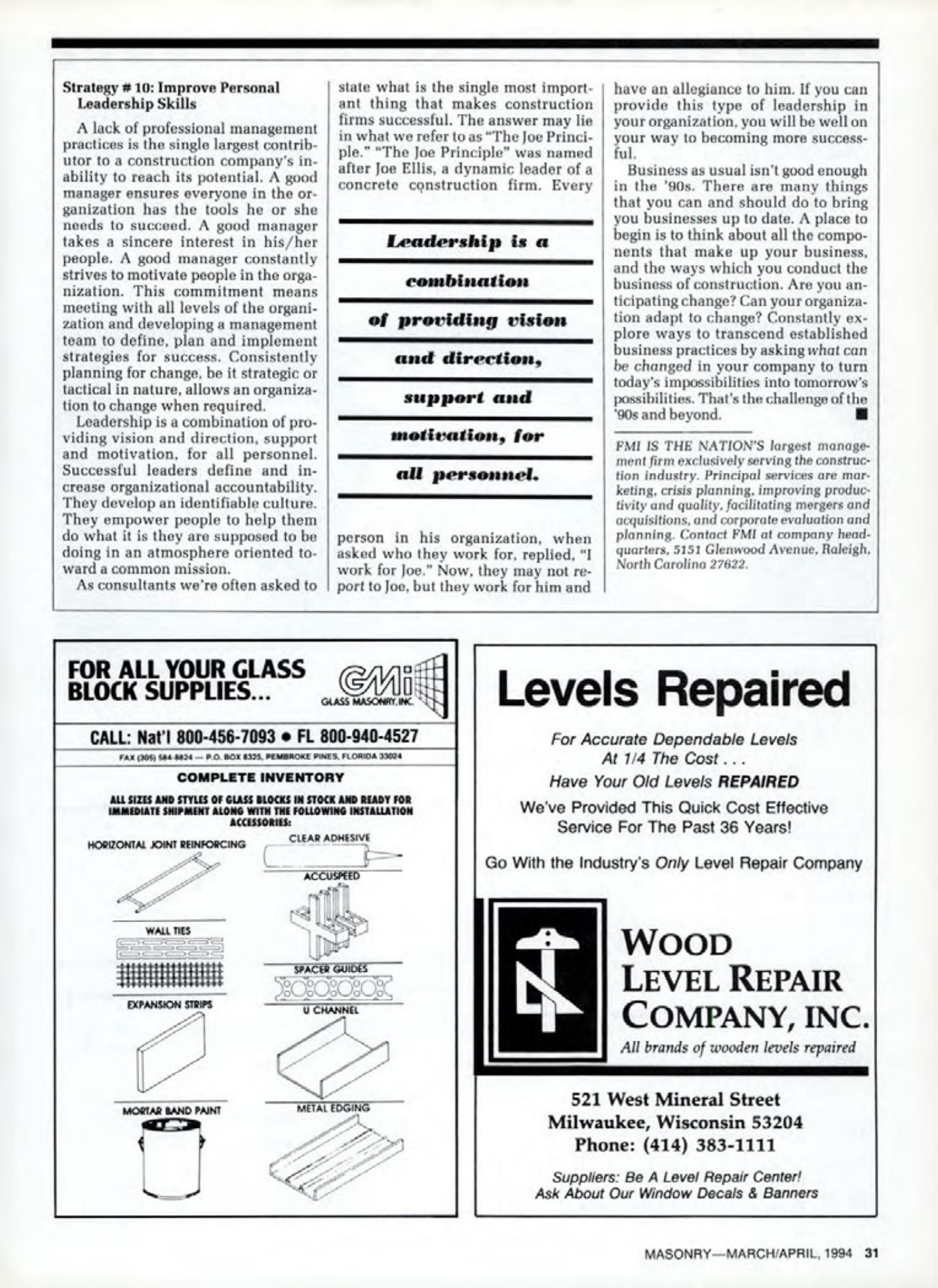 Masonry Magazine April 1994 Page. 31