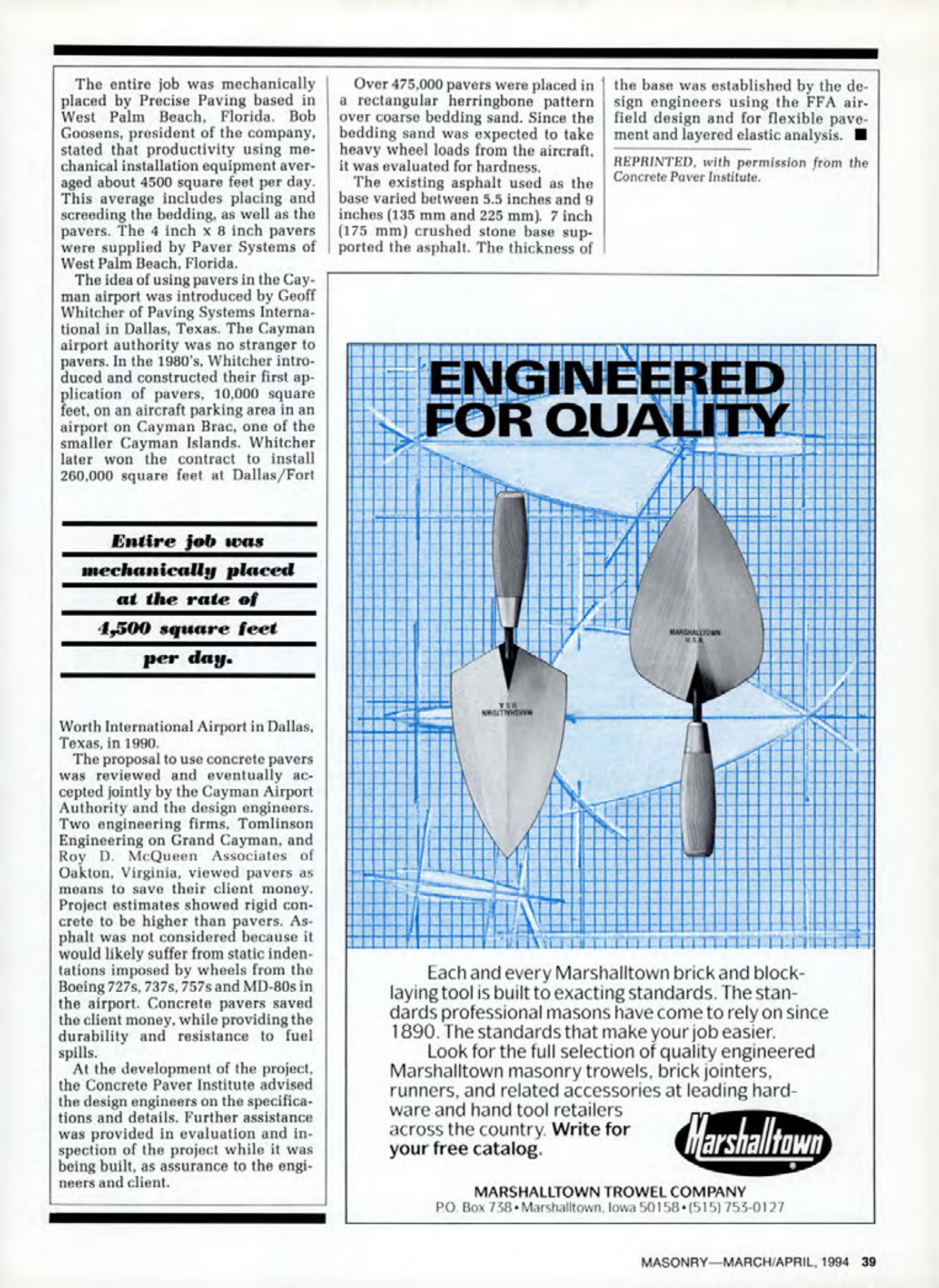 Masonry Magazine April 1994 Page. 39
