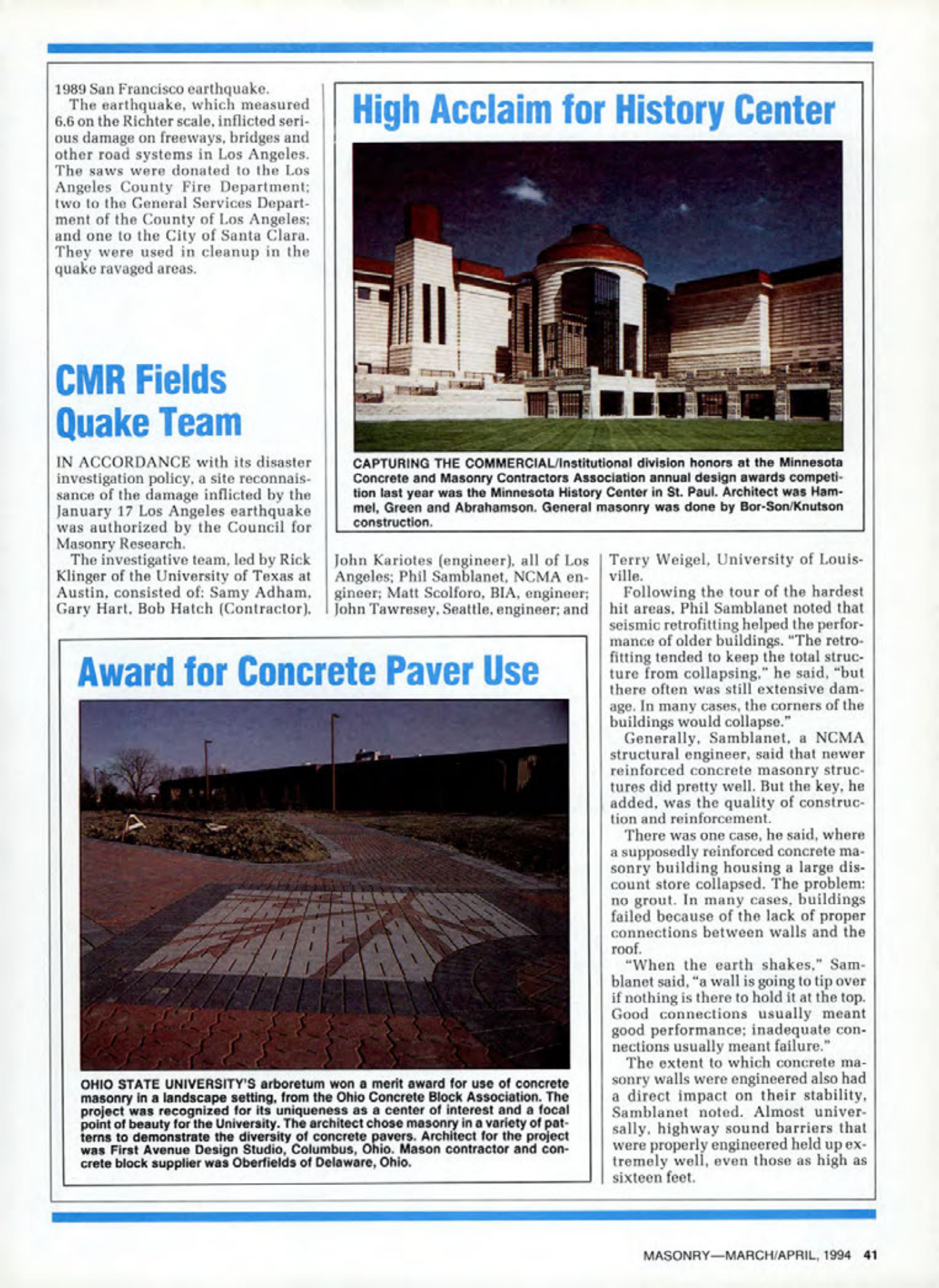 Masonry Magazine April 1994 Page. 41