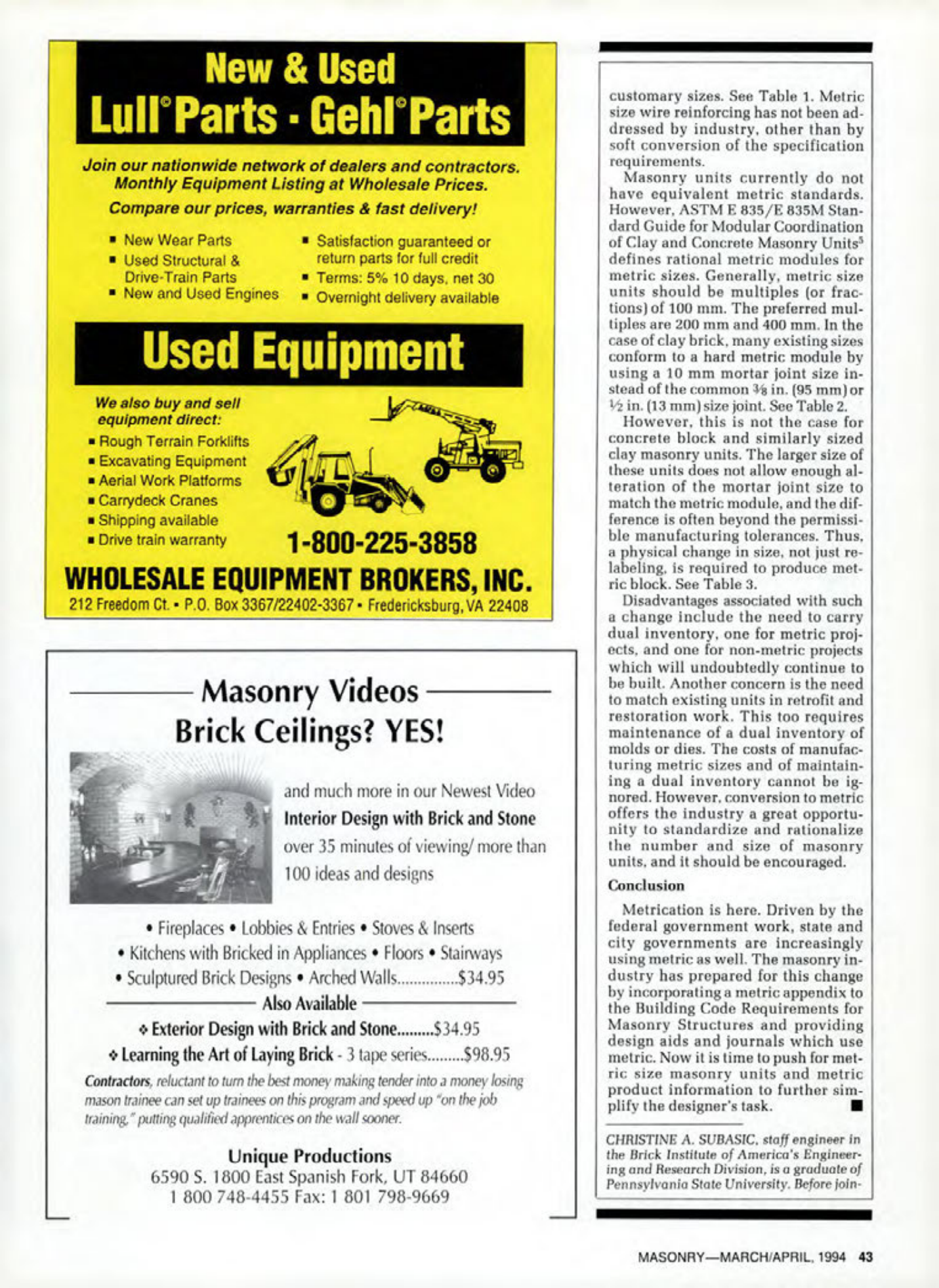 Masonry Magazine April 1994 Page. 43