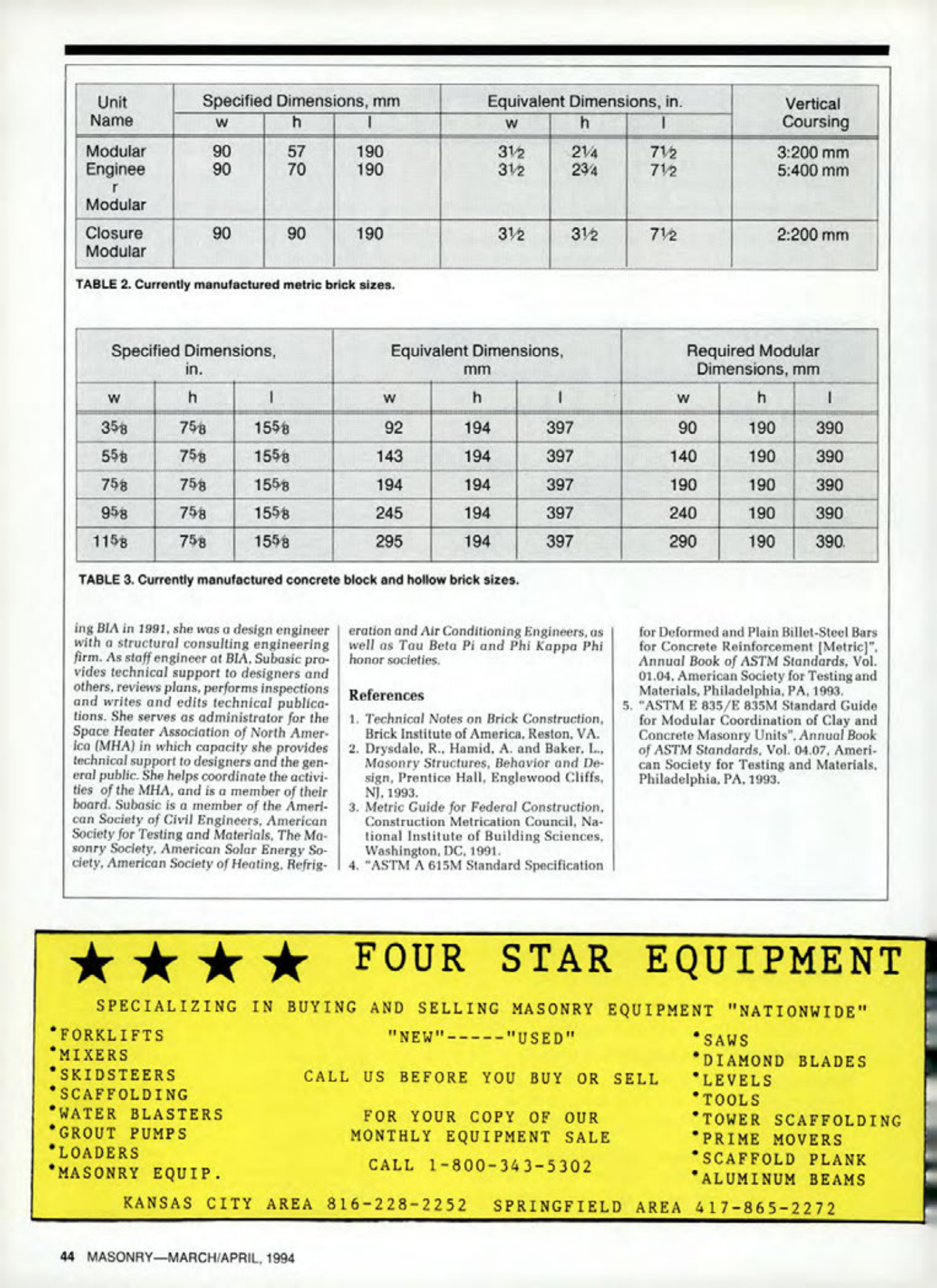 Masonry Magazine April 1994 Page. 44