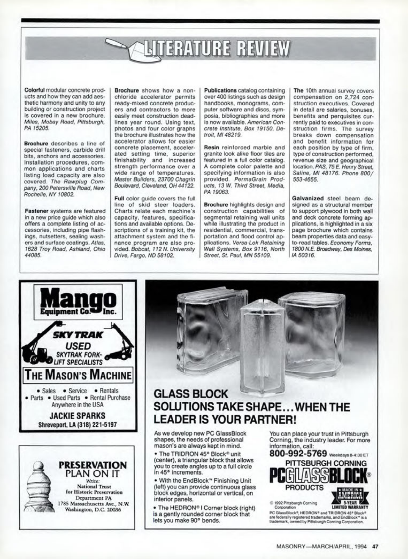 Masonry Magazine April 1994 Page. 47