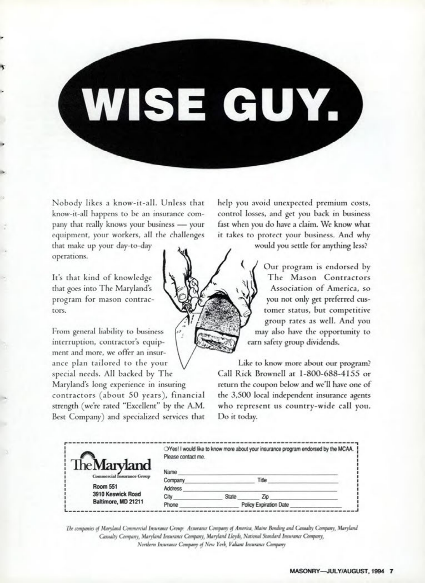 Masonry Magazine August 1994 Page. 7