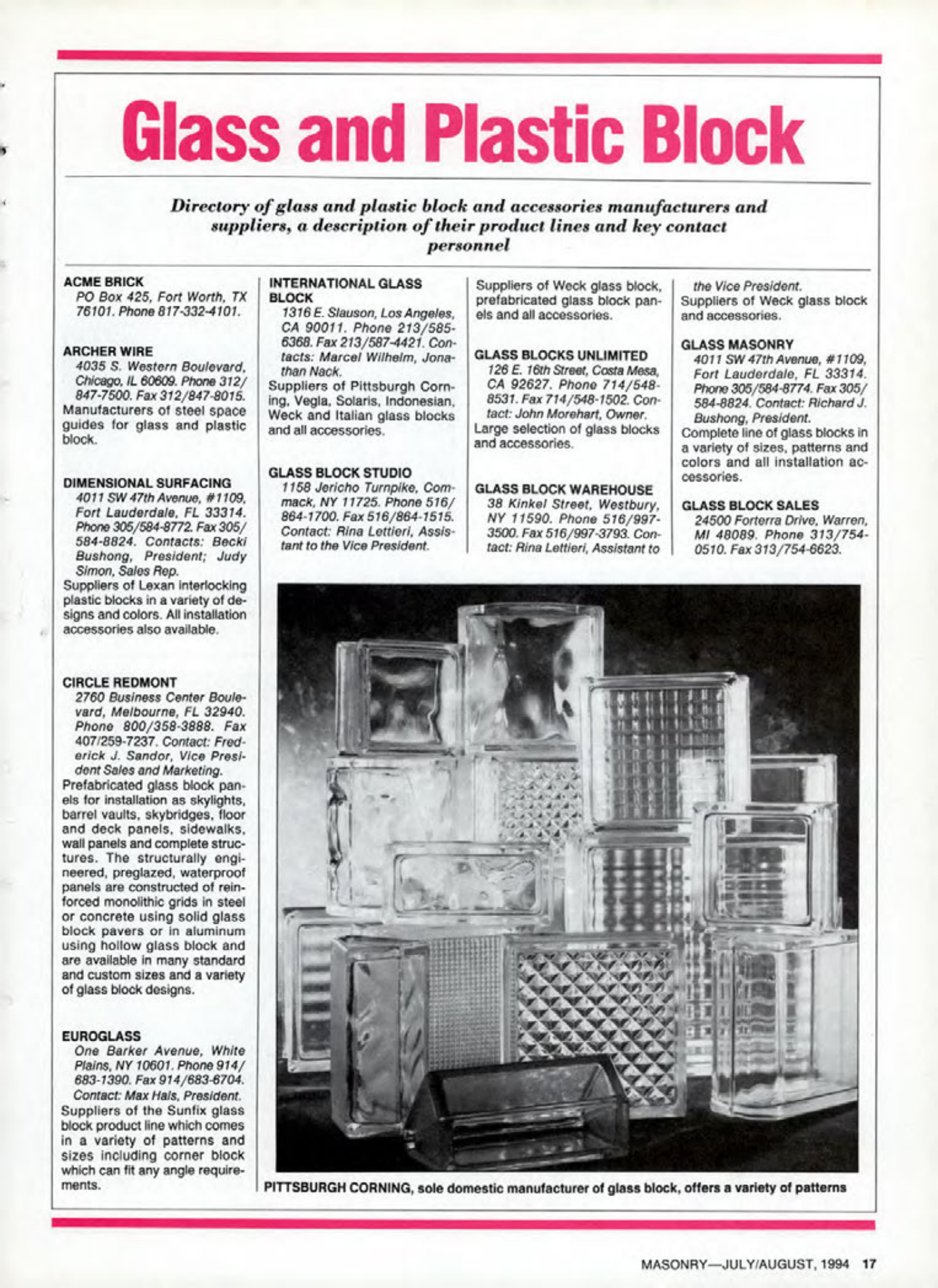 Masonry Magazine August 1994 Page. 17