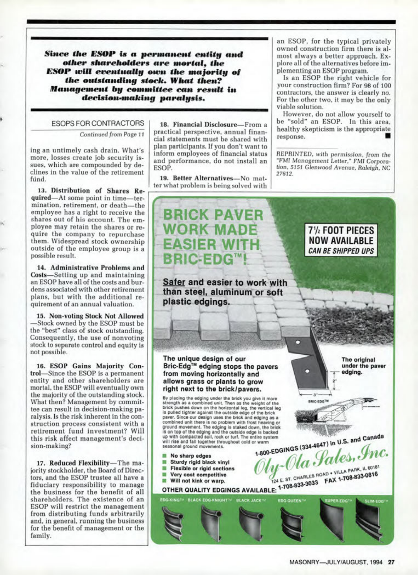 Masonry Magazine August 1994 Page. 27
