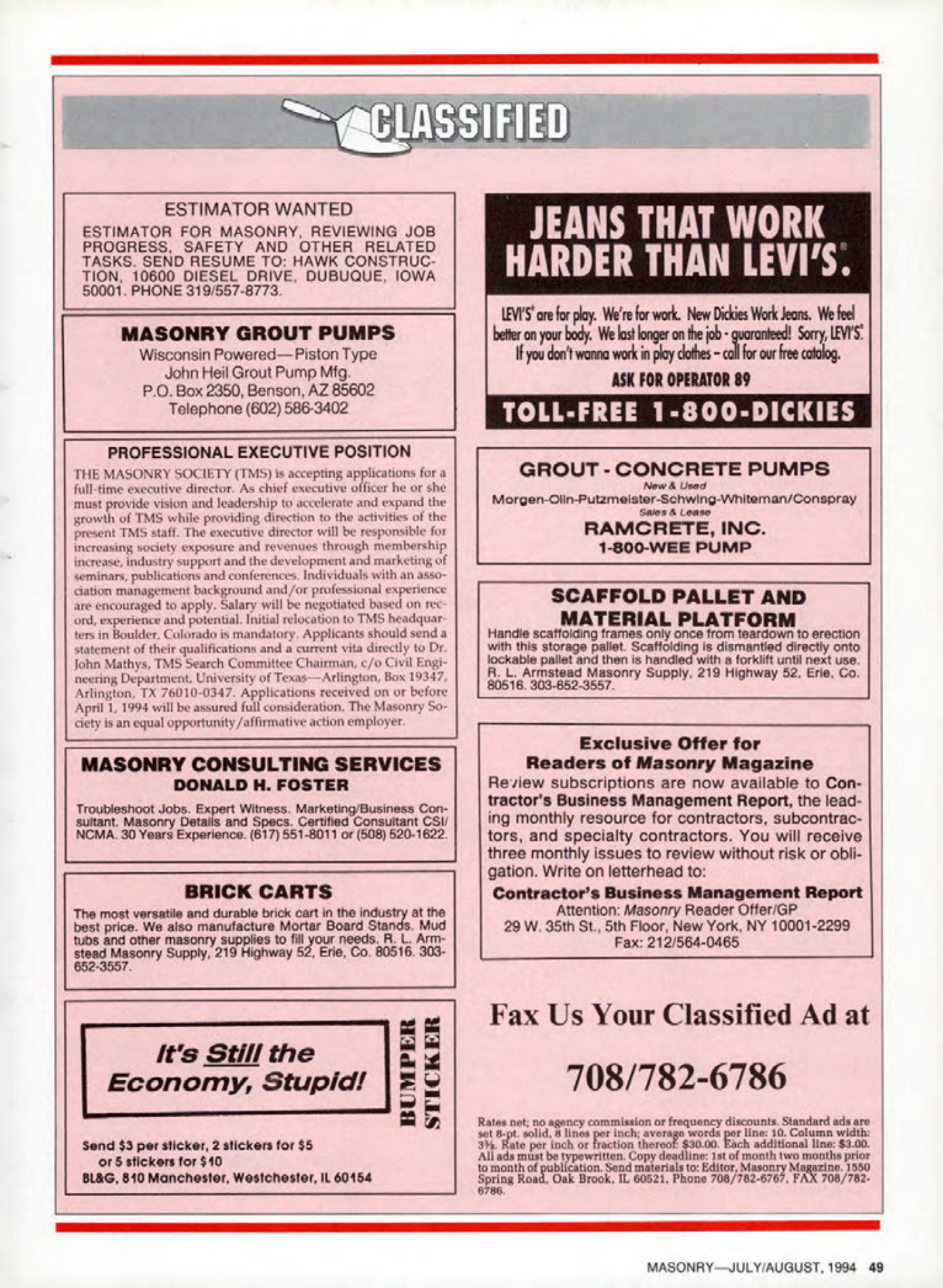 Masonry Magazine August 1994 Page. 49
