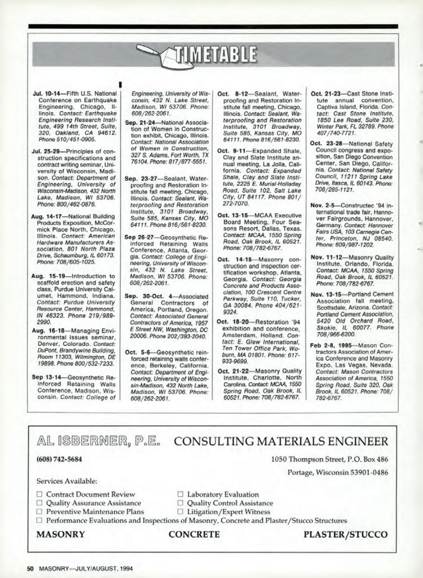 Masonry Magazine August 1994 Page. 50