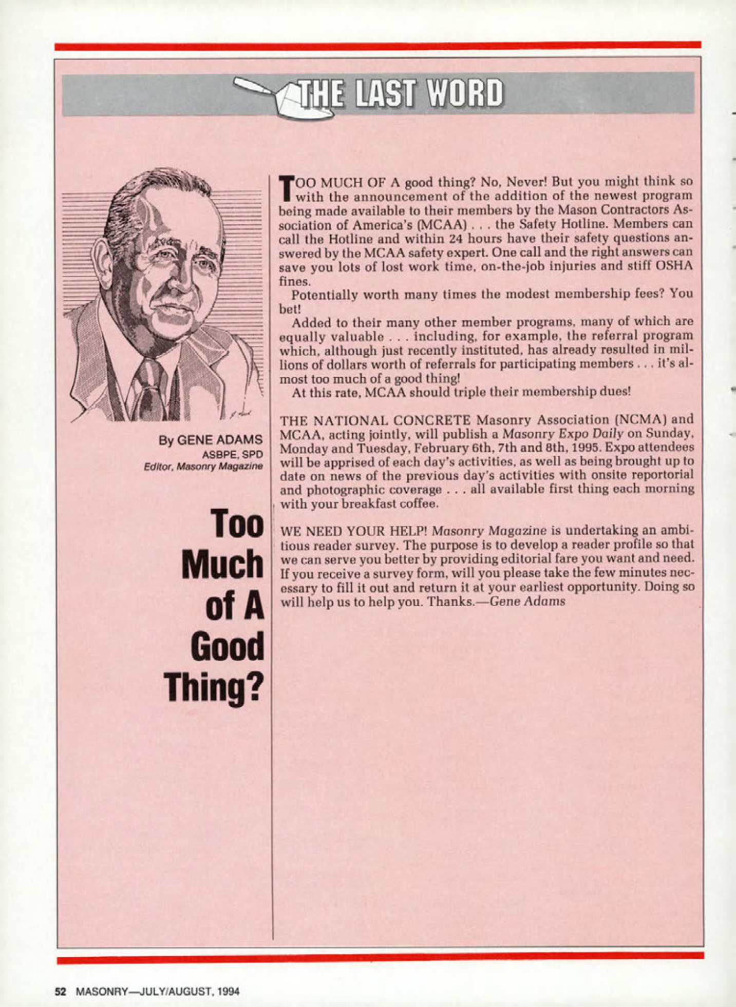Masonry Magazine August 1994 Page. 52
