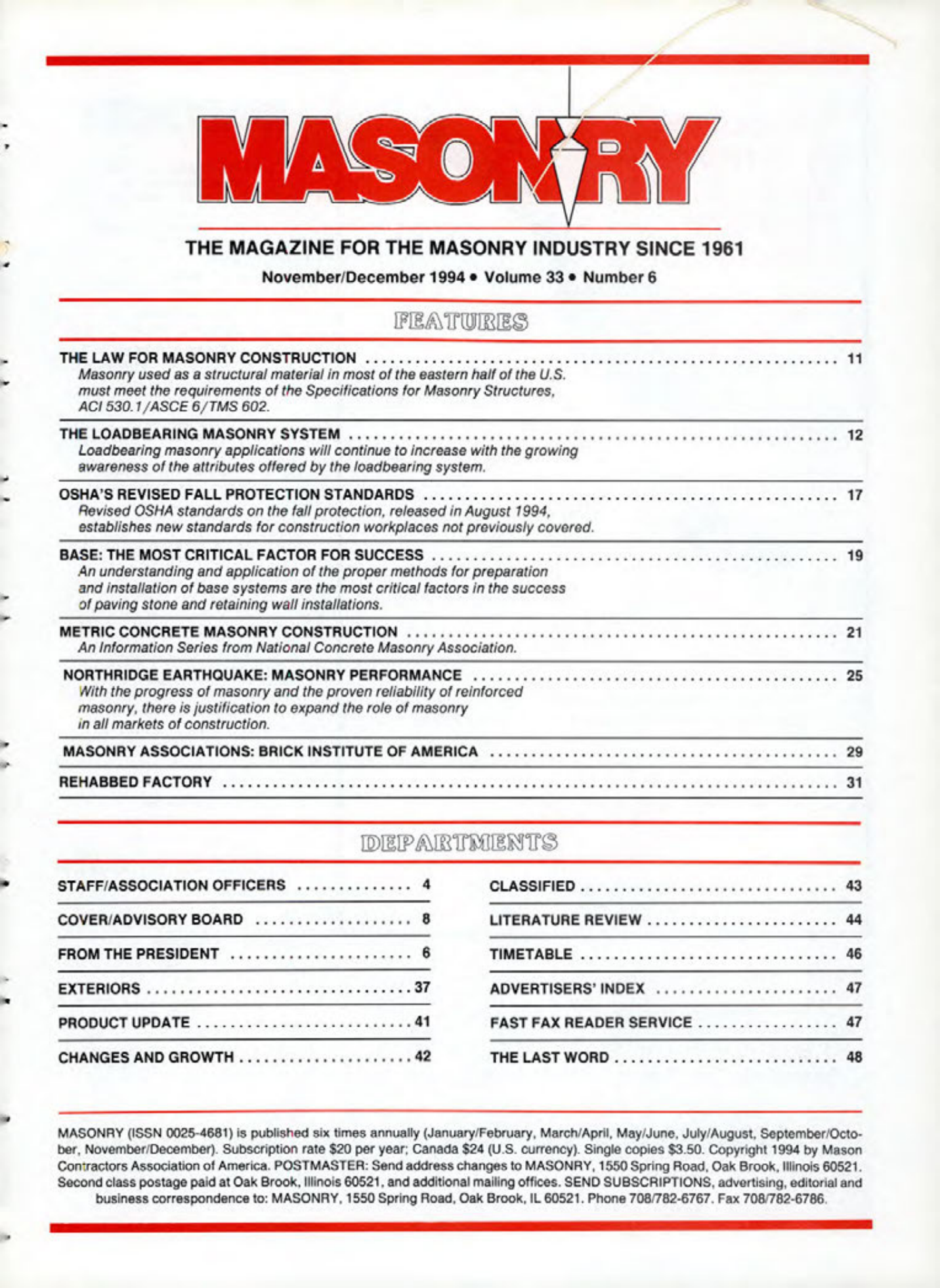 Masonry Magazine December 1994 Page. 3
