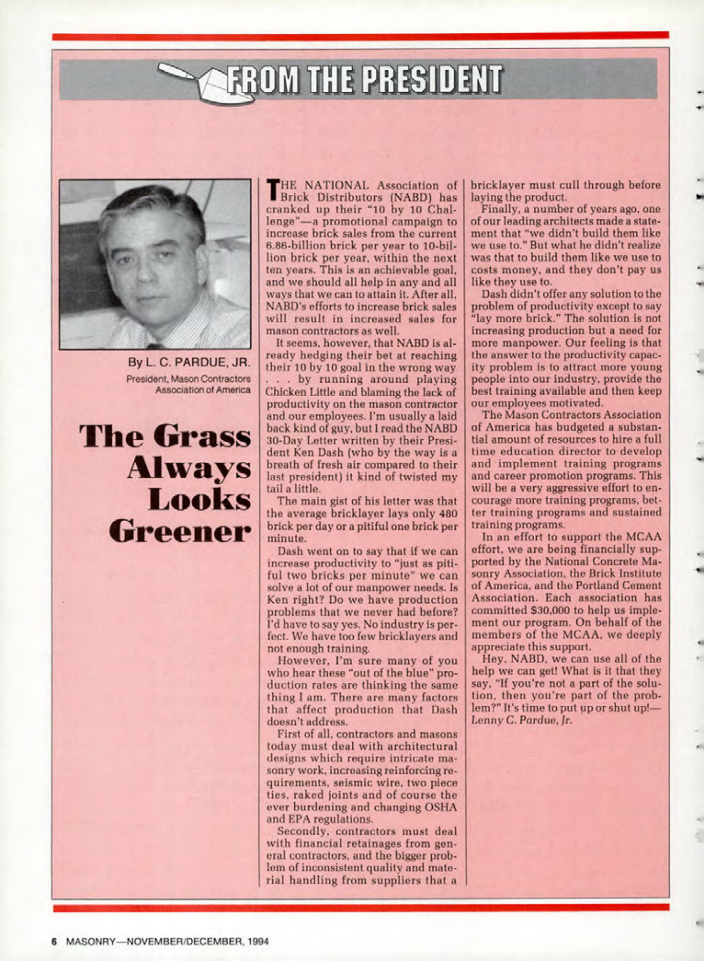 Masonry Magazine December 1994 Page. 6
