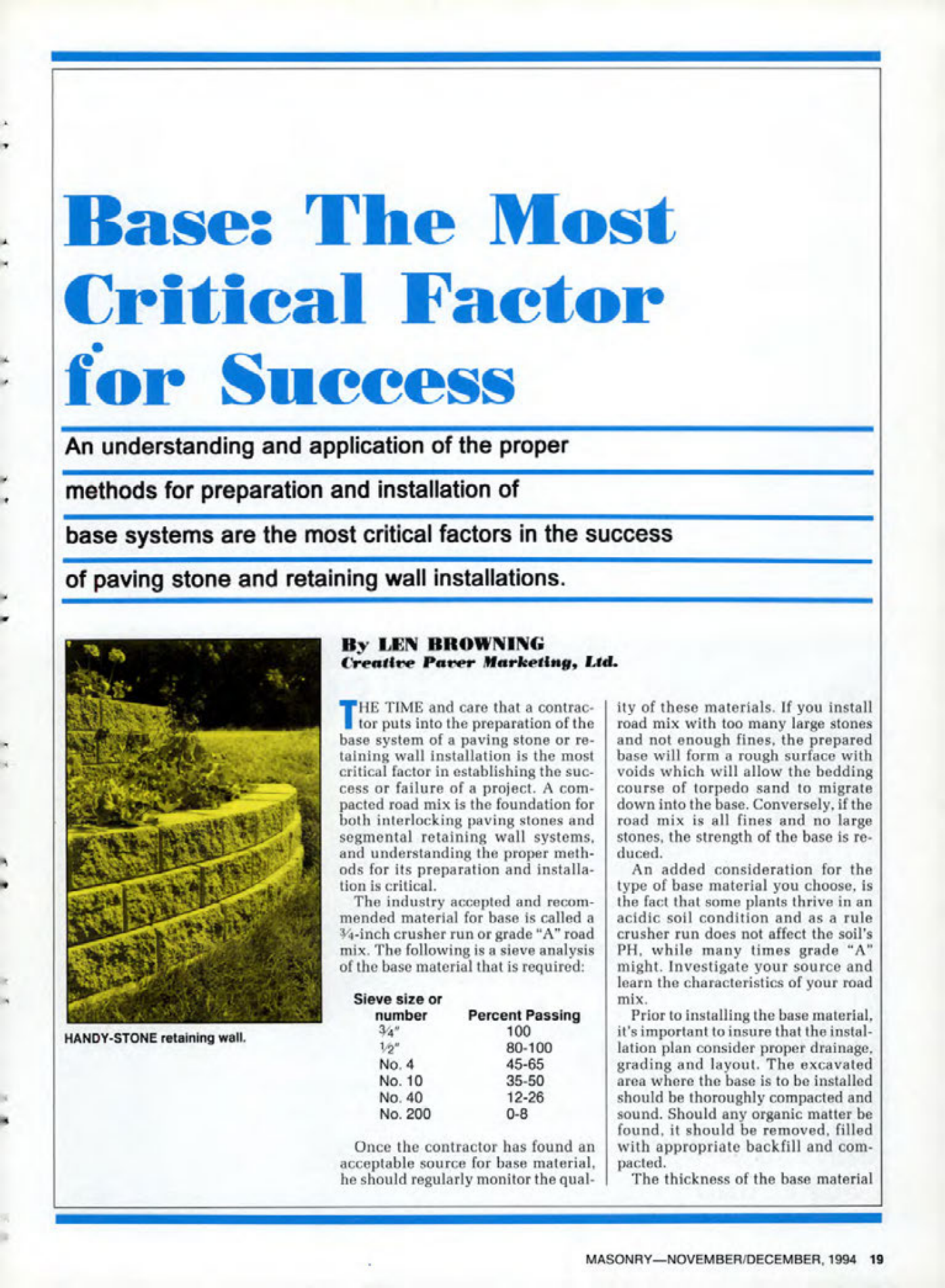 Masonry Magazine December 1994 Page. 19