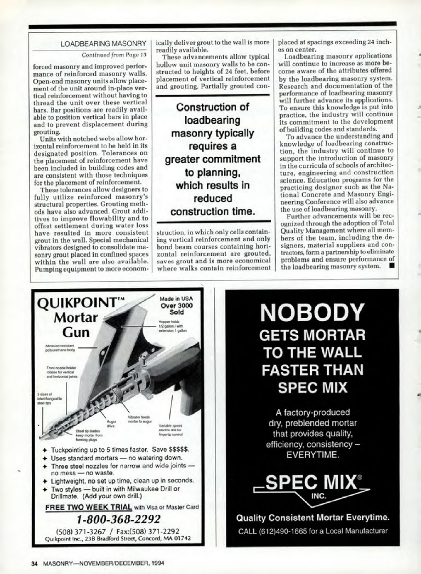 Masonry Magazine December 1994 Page. 34