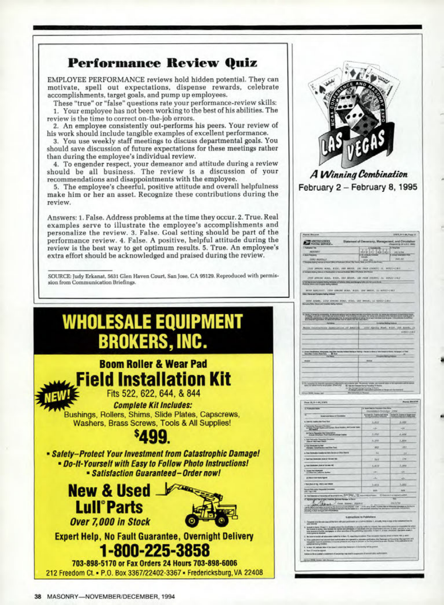 Masonry Magazine December 1994 Page. 38