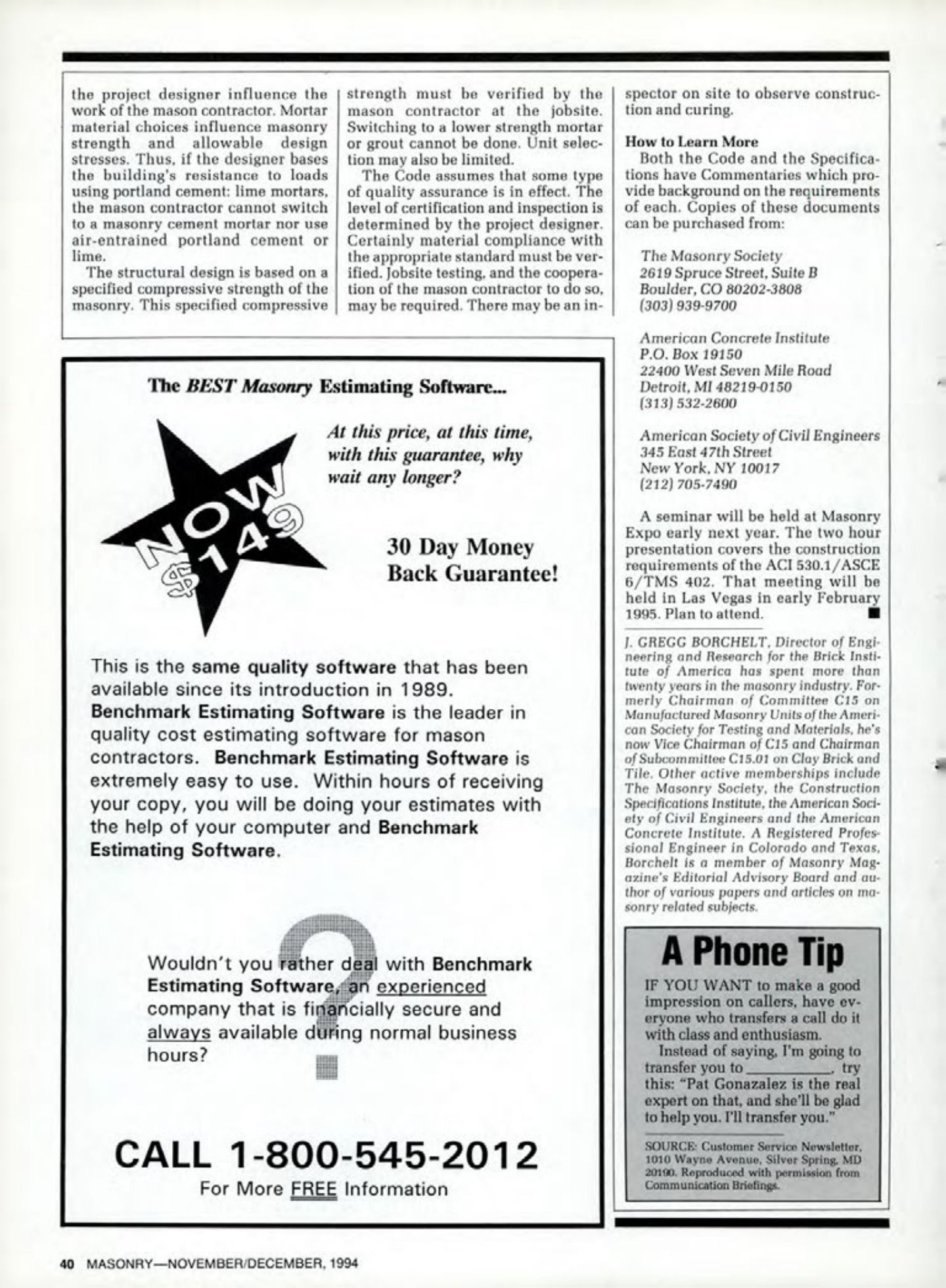 Masonry Magazine December 1994 Page. 40