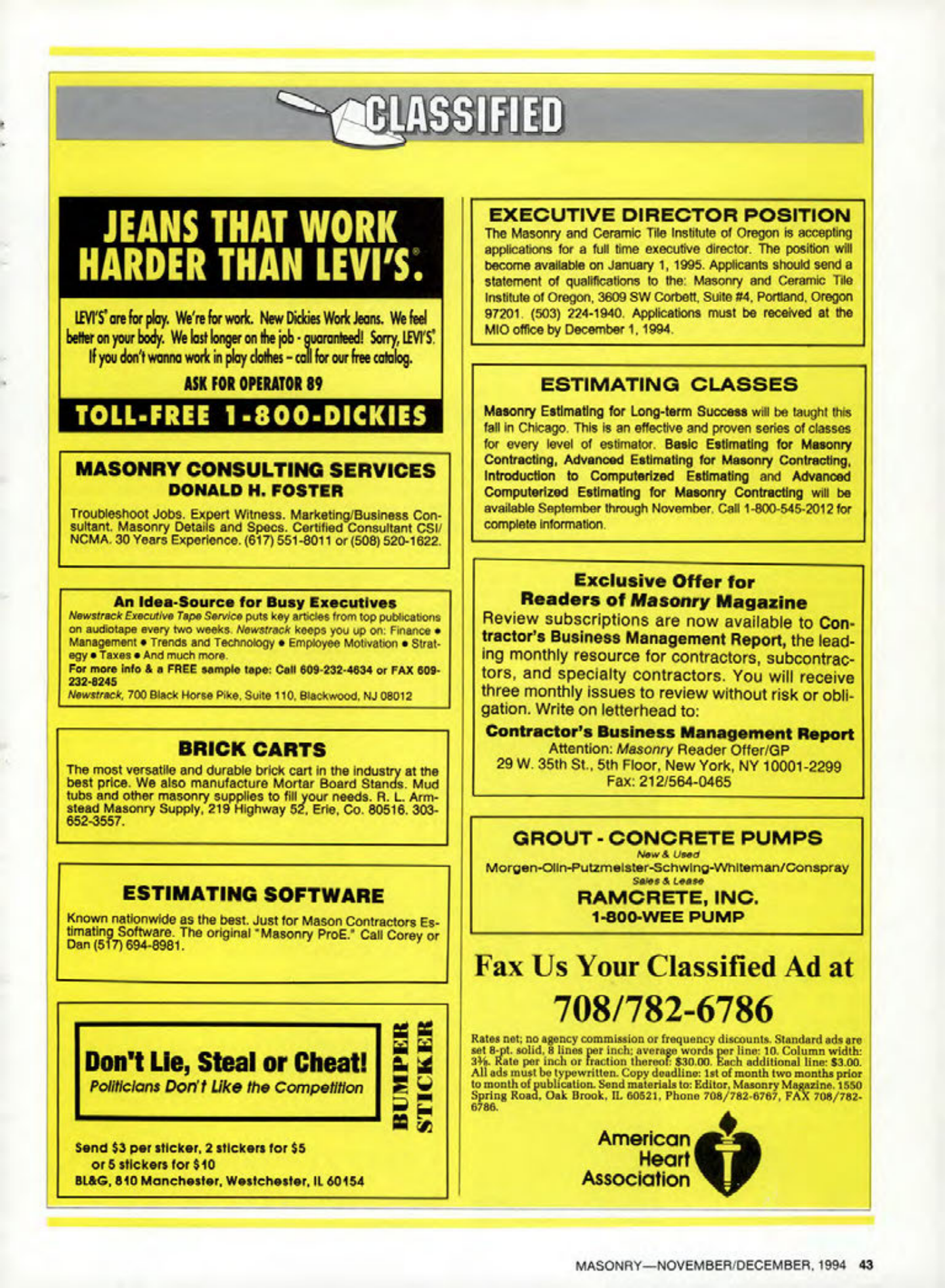 Masonry Magazine December 1994 Page. 43