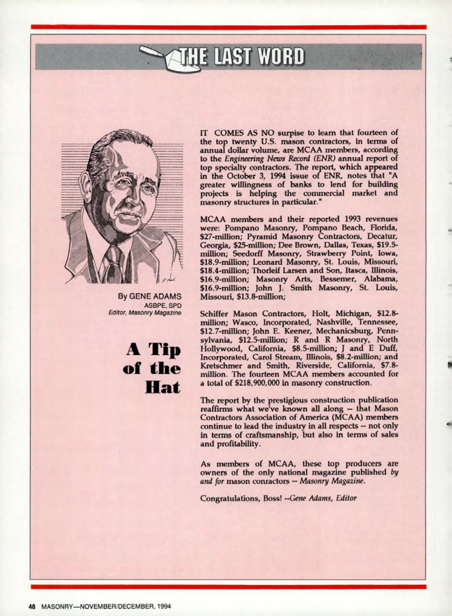 Masonry Magazine December 1994 Page. 48