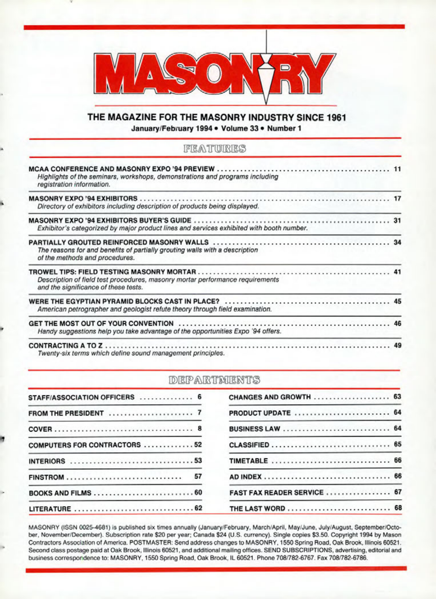 Masonry Magazine February 1994 Page. 3