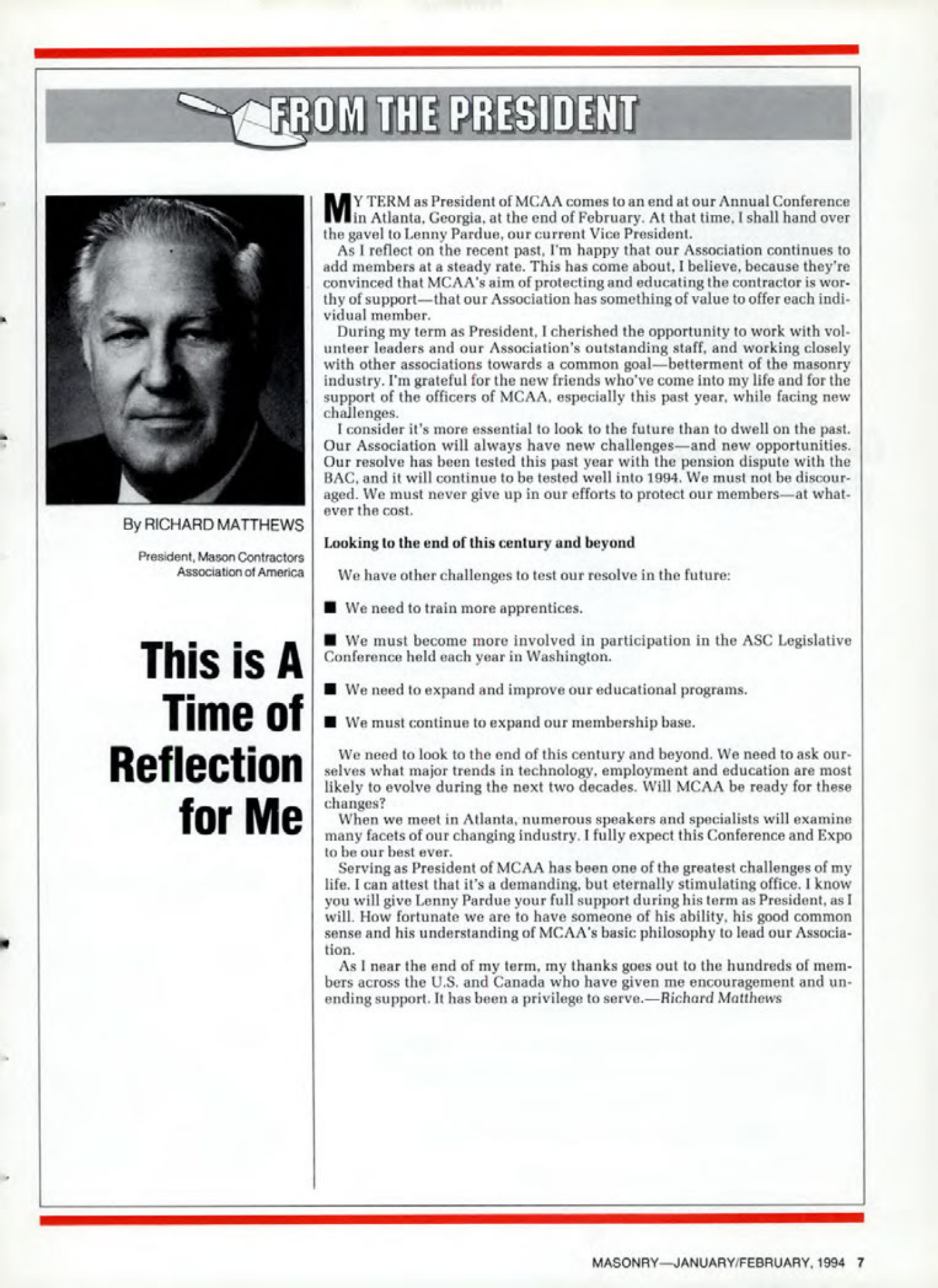 Masonry Magazine February 1994 Page. 7