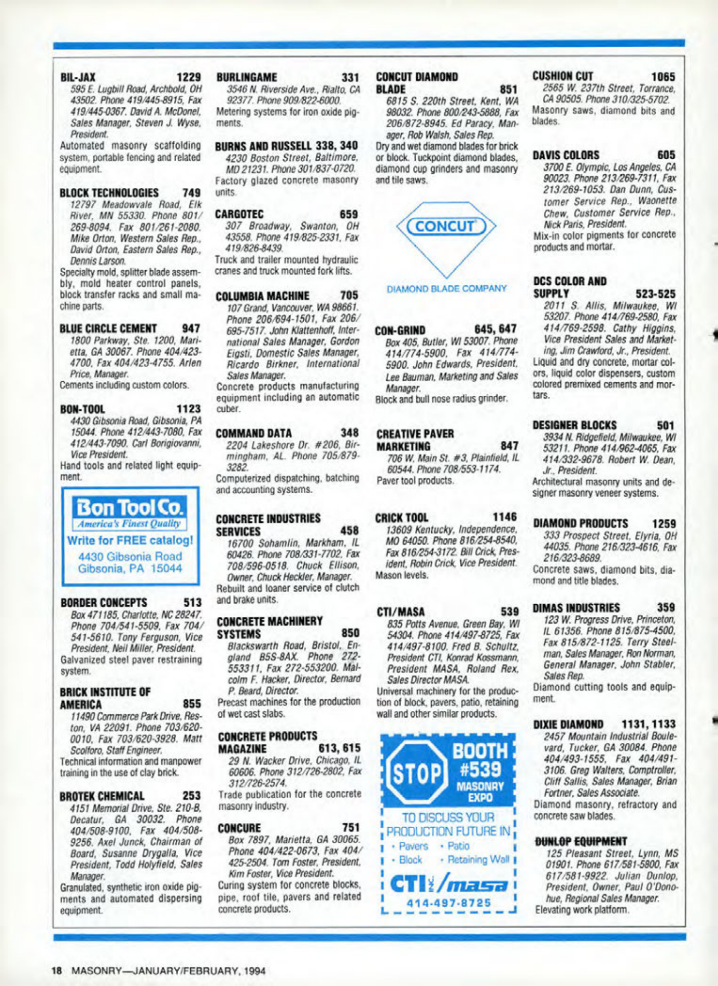 Masonry Magazine February 1994 Page. 18