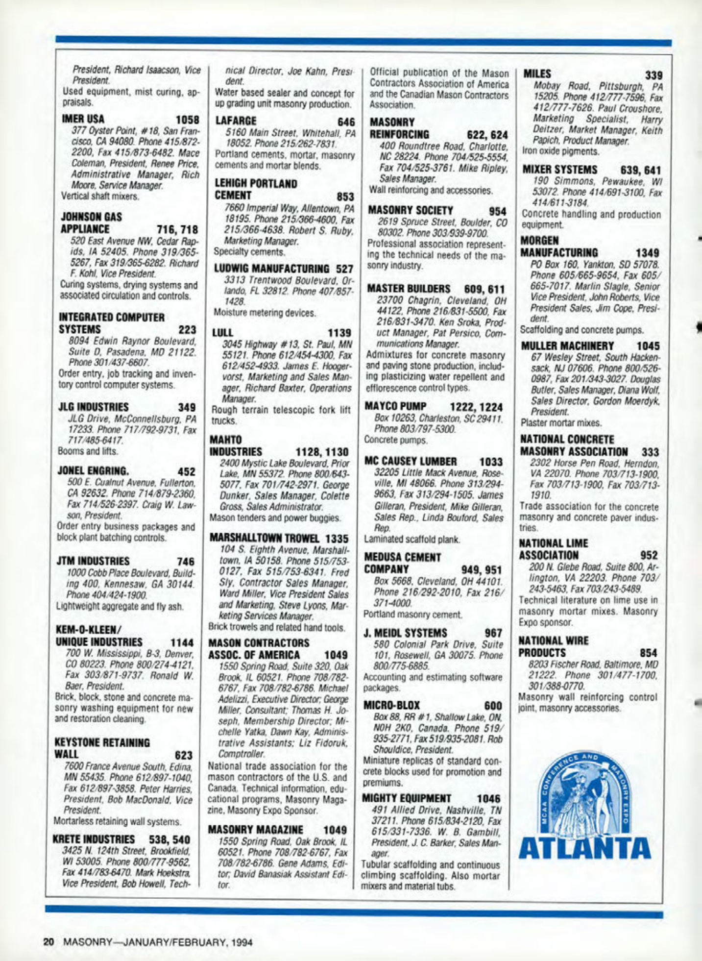 Masonry Magazine February 1994 Page. 20