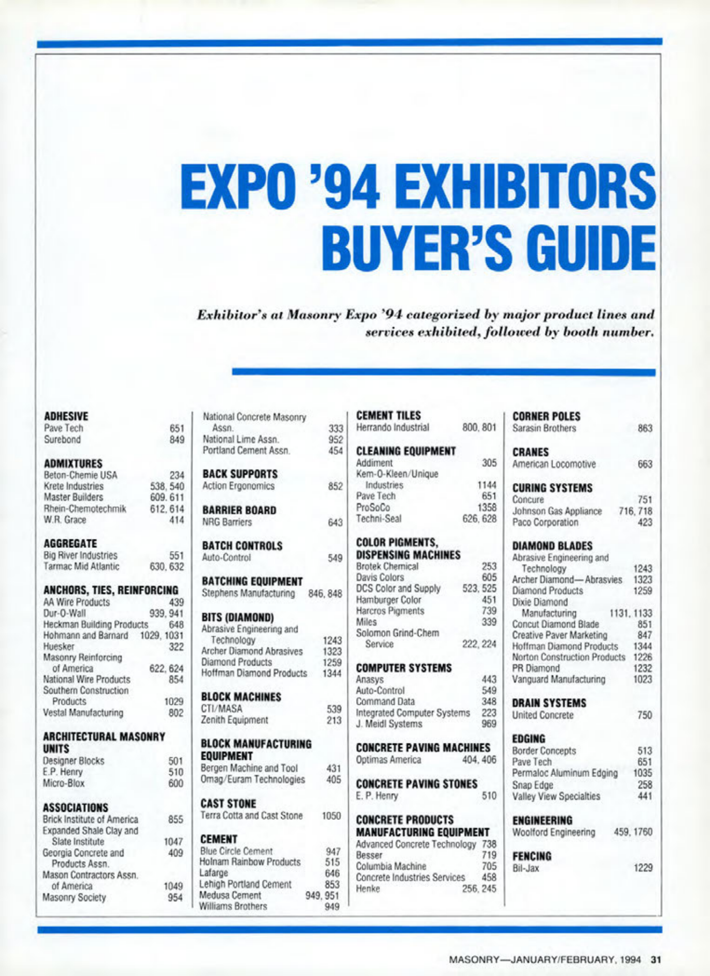 Masonry Magazine February 1994 Page. 31
