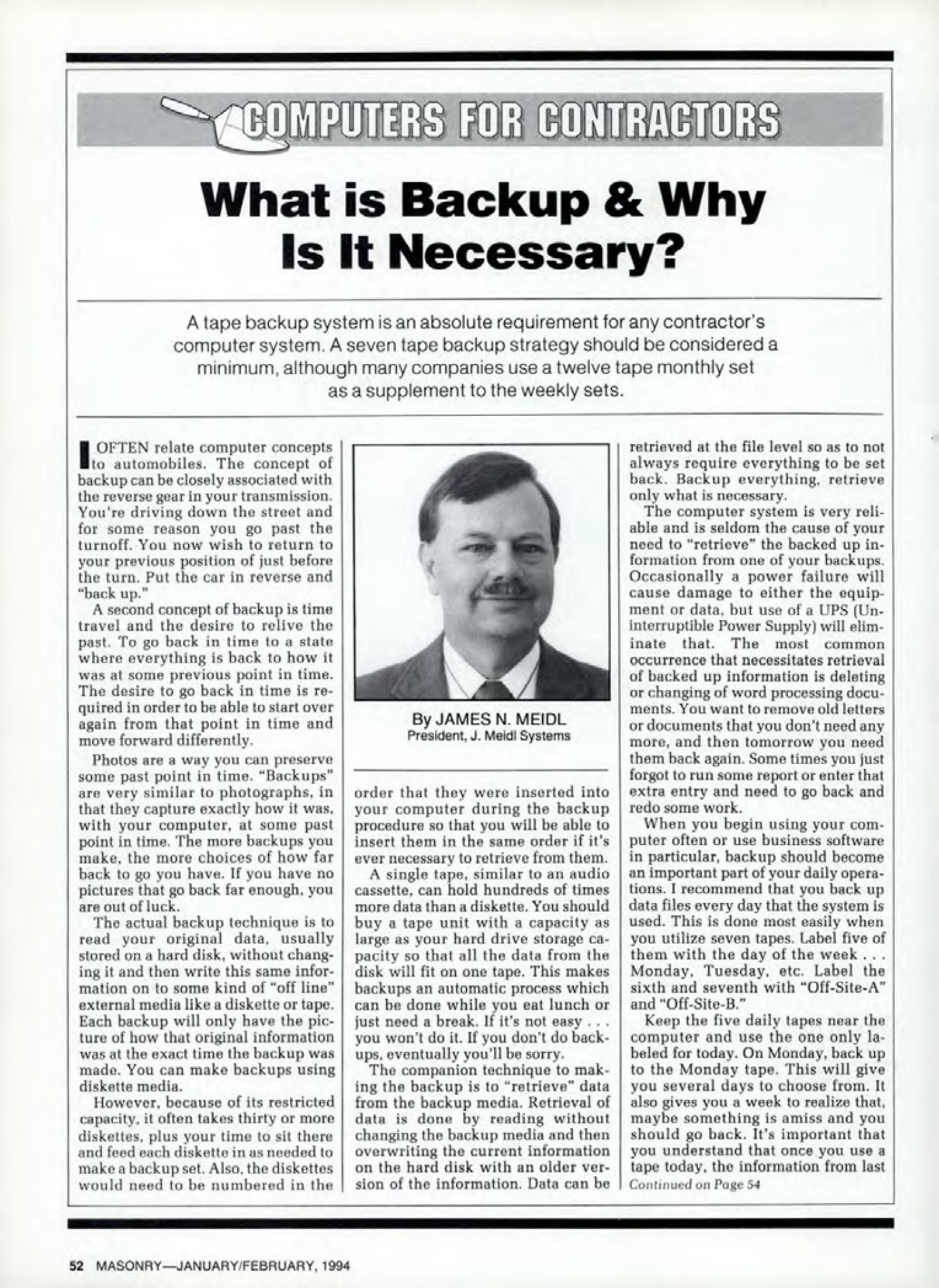 Masonry Magazine February 1994 Page. 52