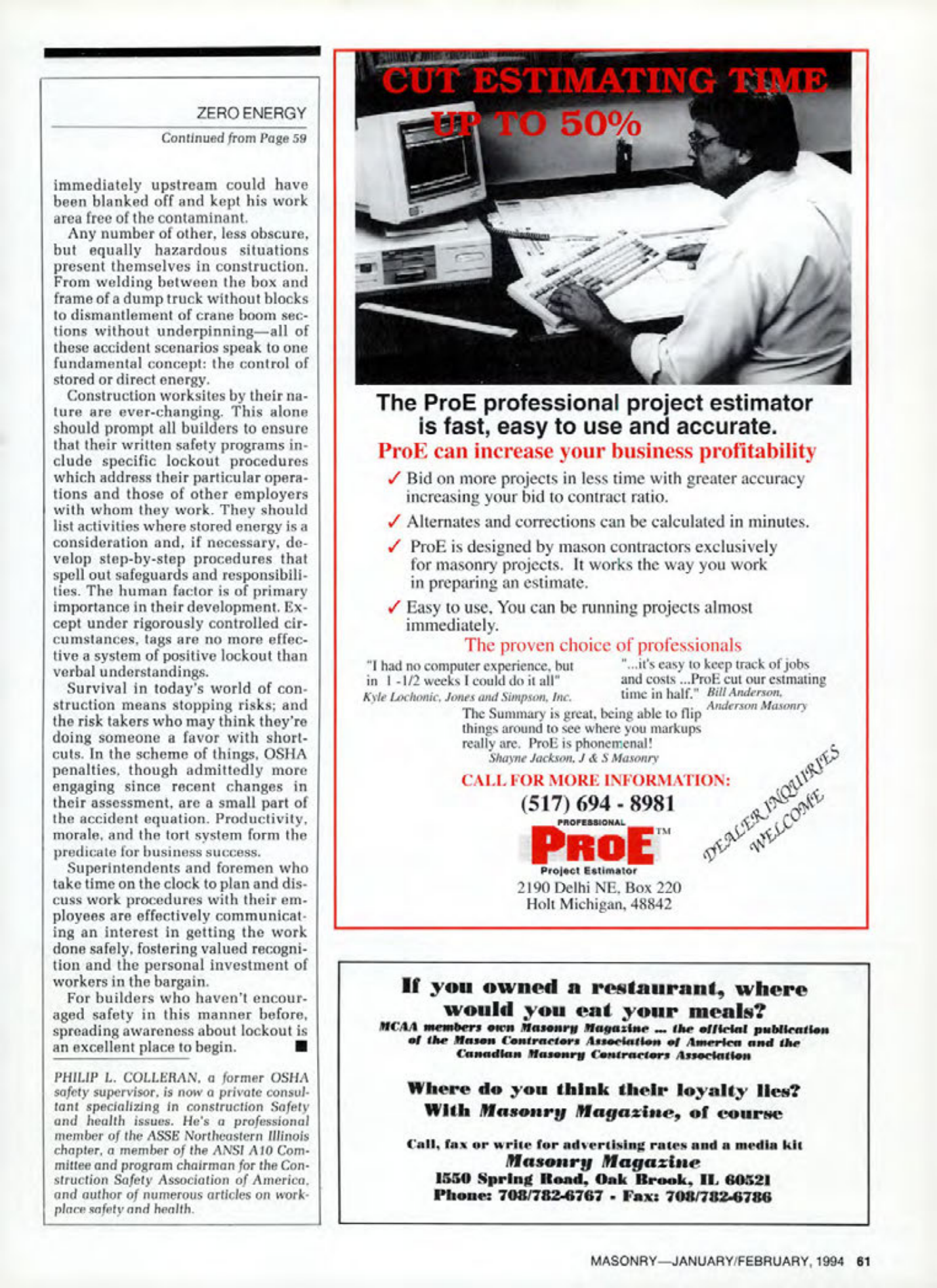 Masonry Magazine February 1994 Page. 61
