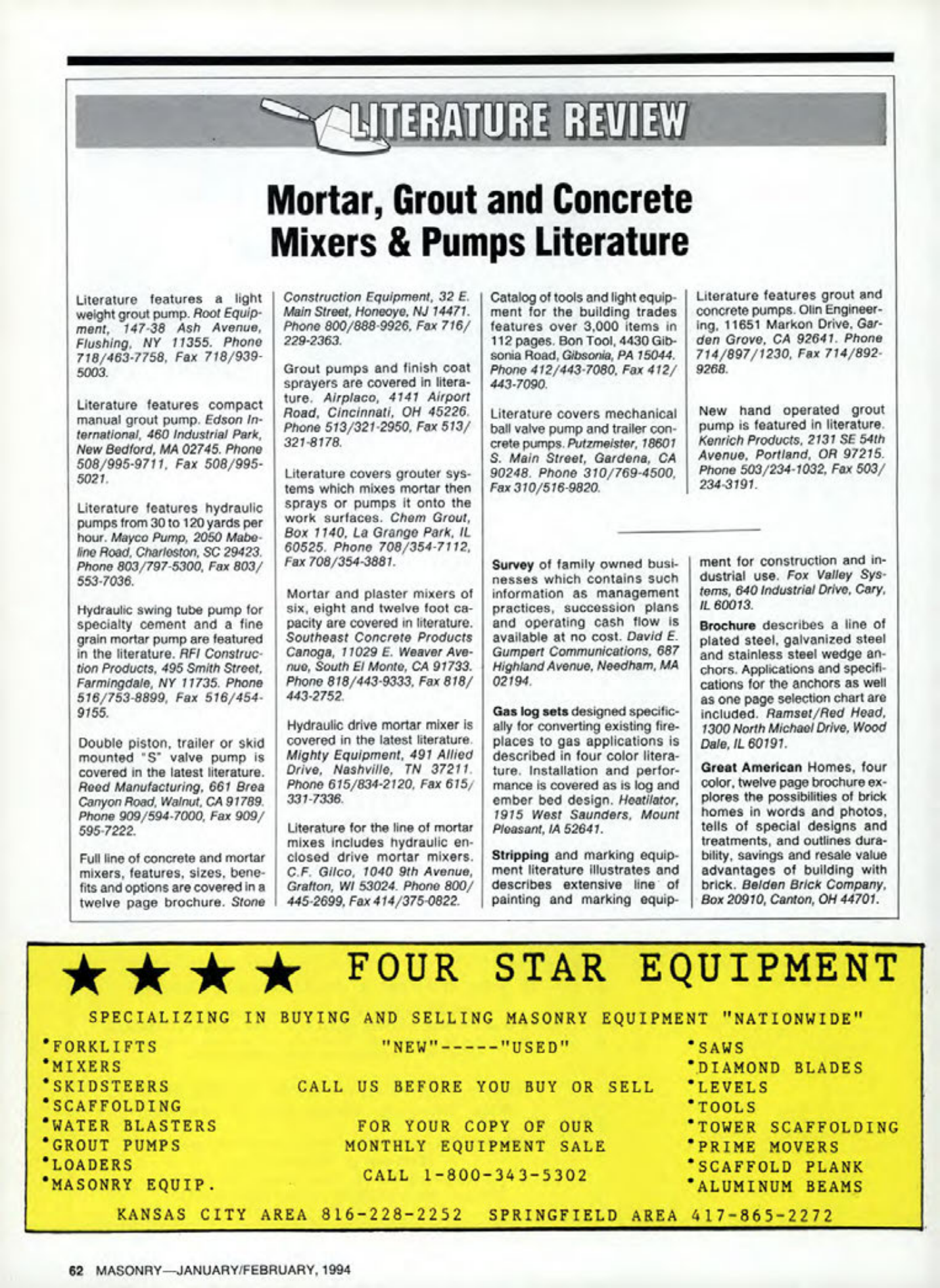 Masonry Magazine February 1994 Page. 62