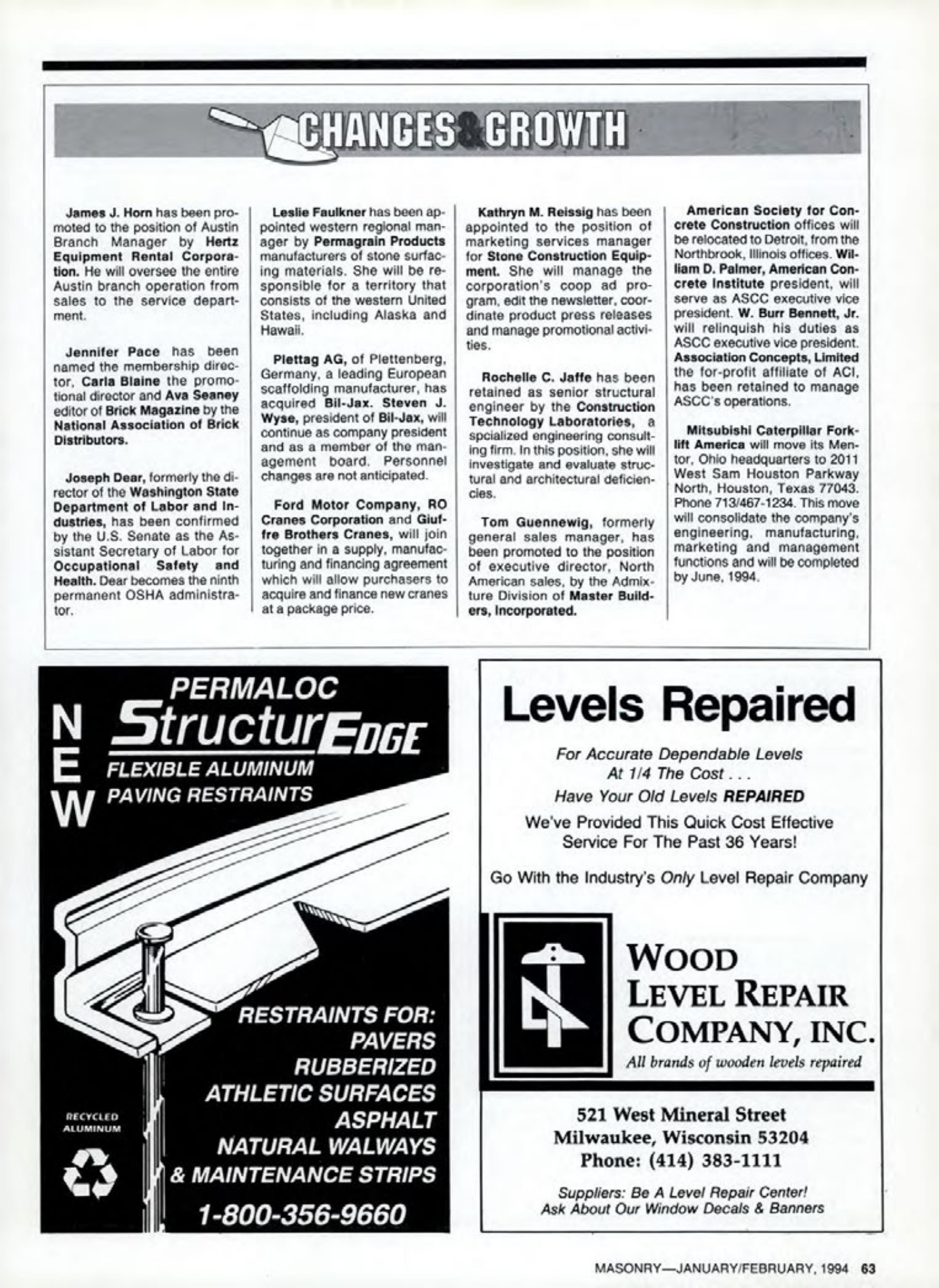 Masonry Magazine February 1994 Page. 63