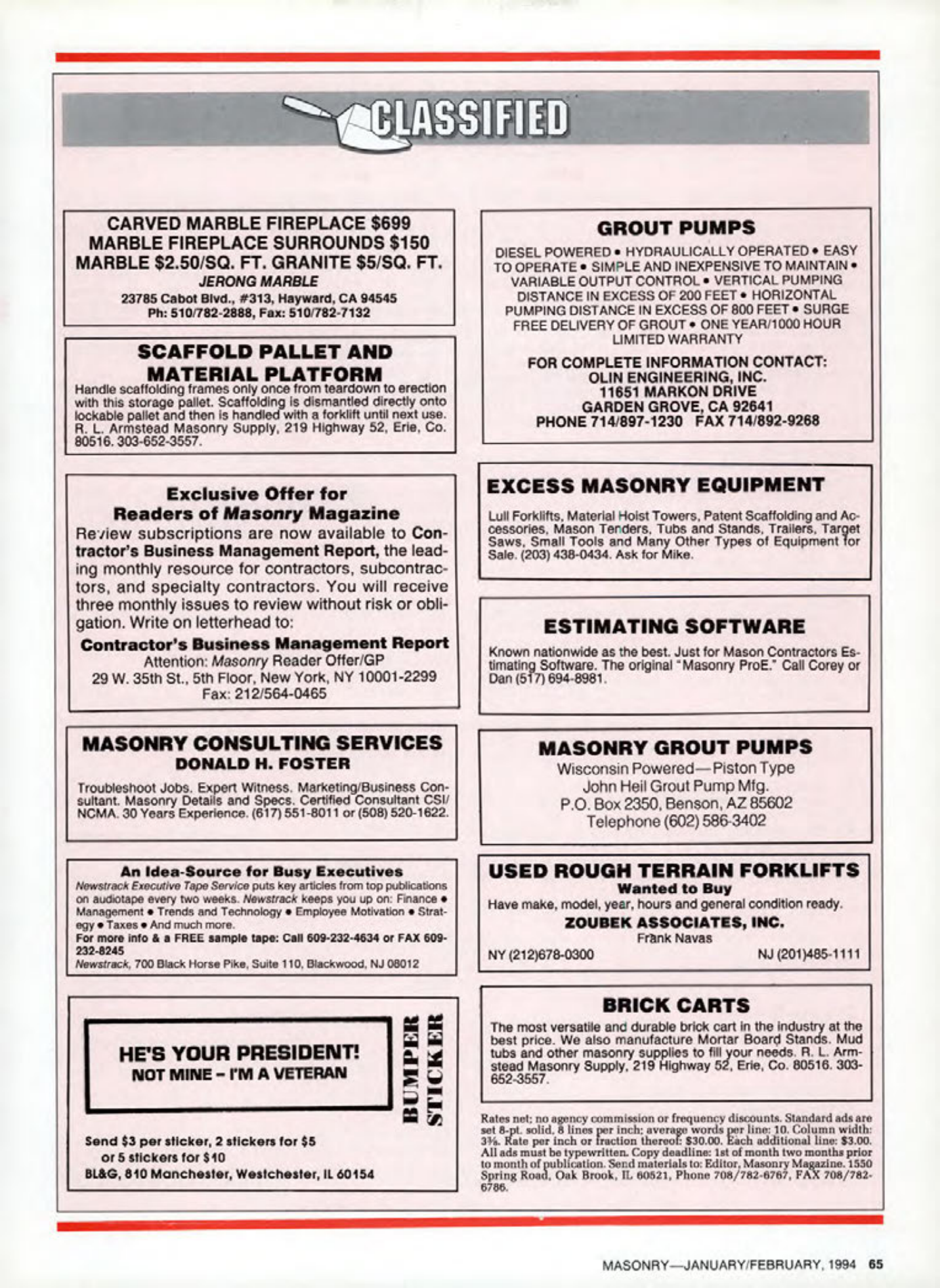 Masonry Magazine February 1994 Page. 65