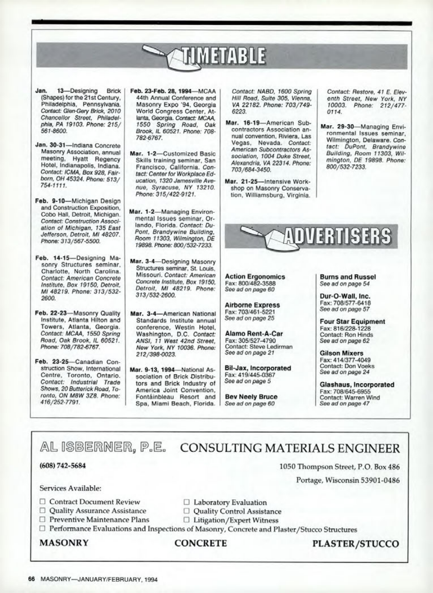 Masonry Magazine February 1994 Page. 66