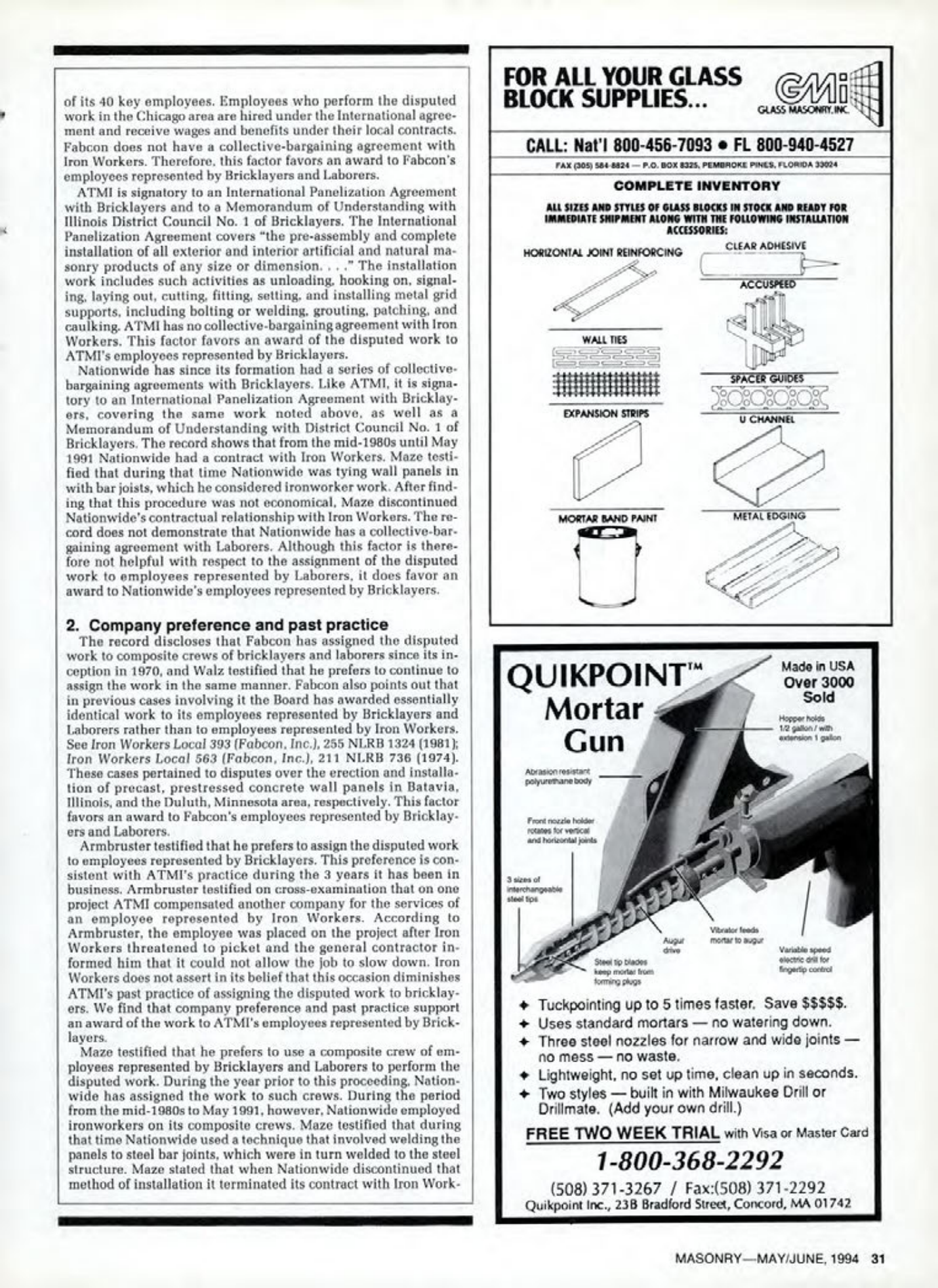 Masonry Magazine June 1994 Page. 31
