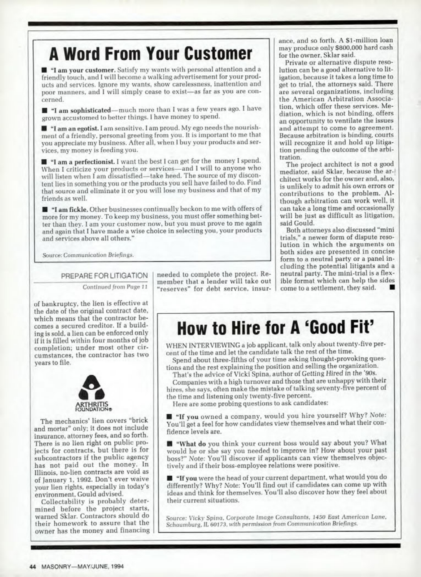 Masonry Magazine June 1994 Page. 44