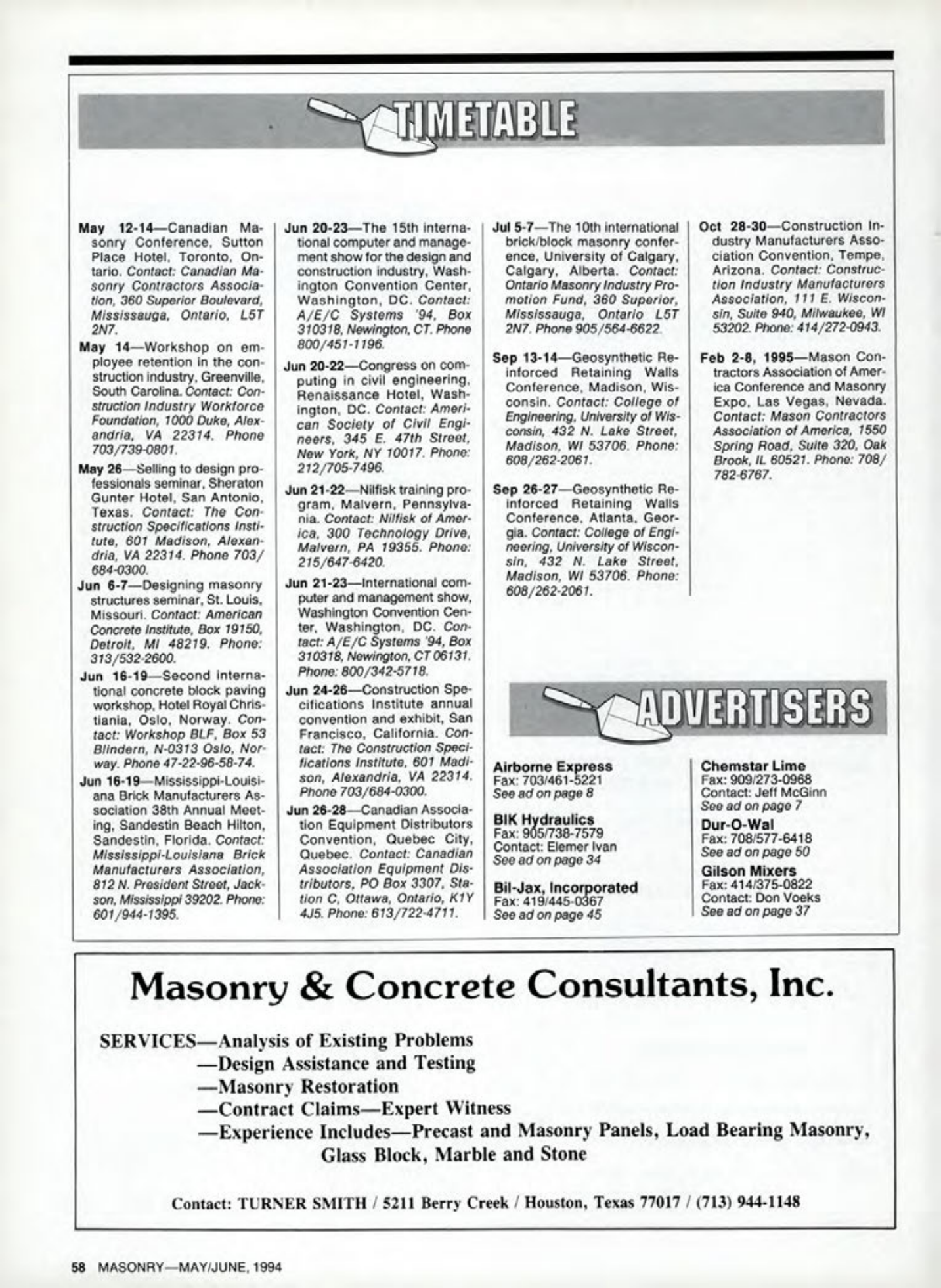 Masonry Magazine June 1994 Page. 58