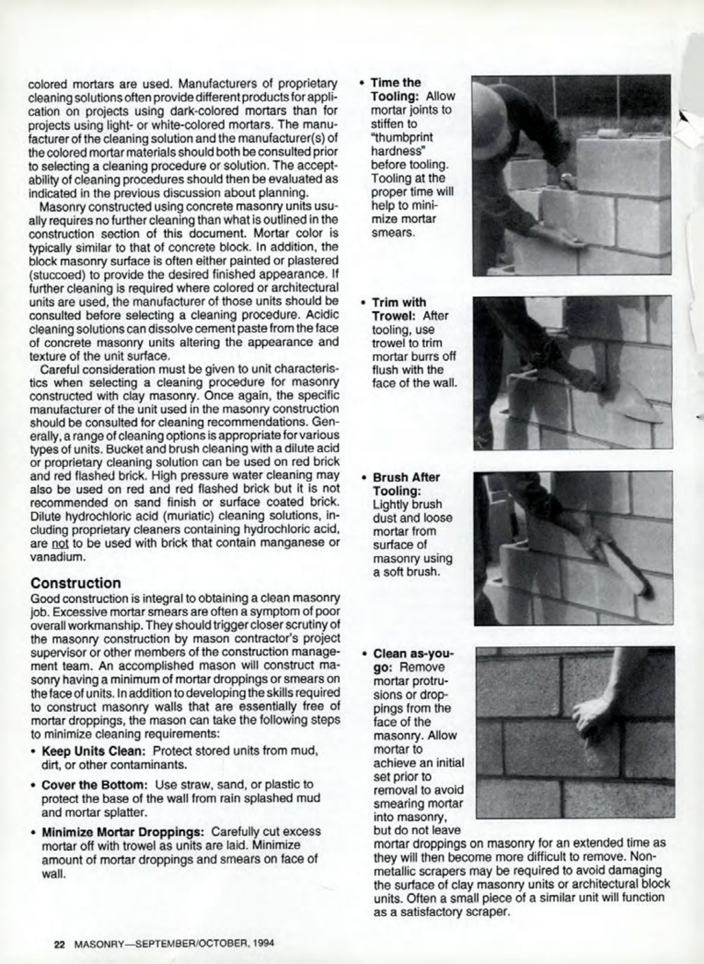 Masonry Magazine October 1994 Page. 22