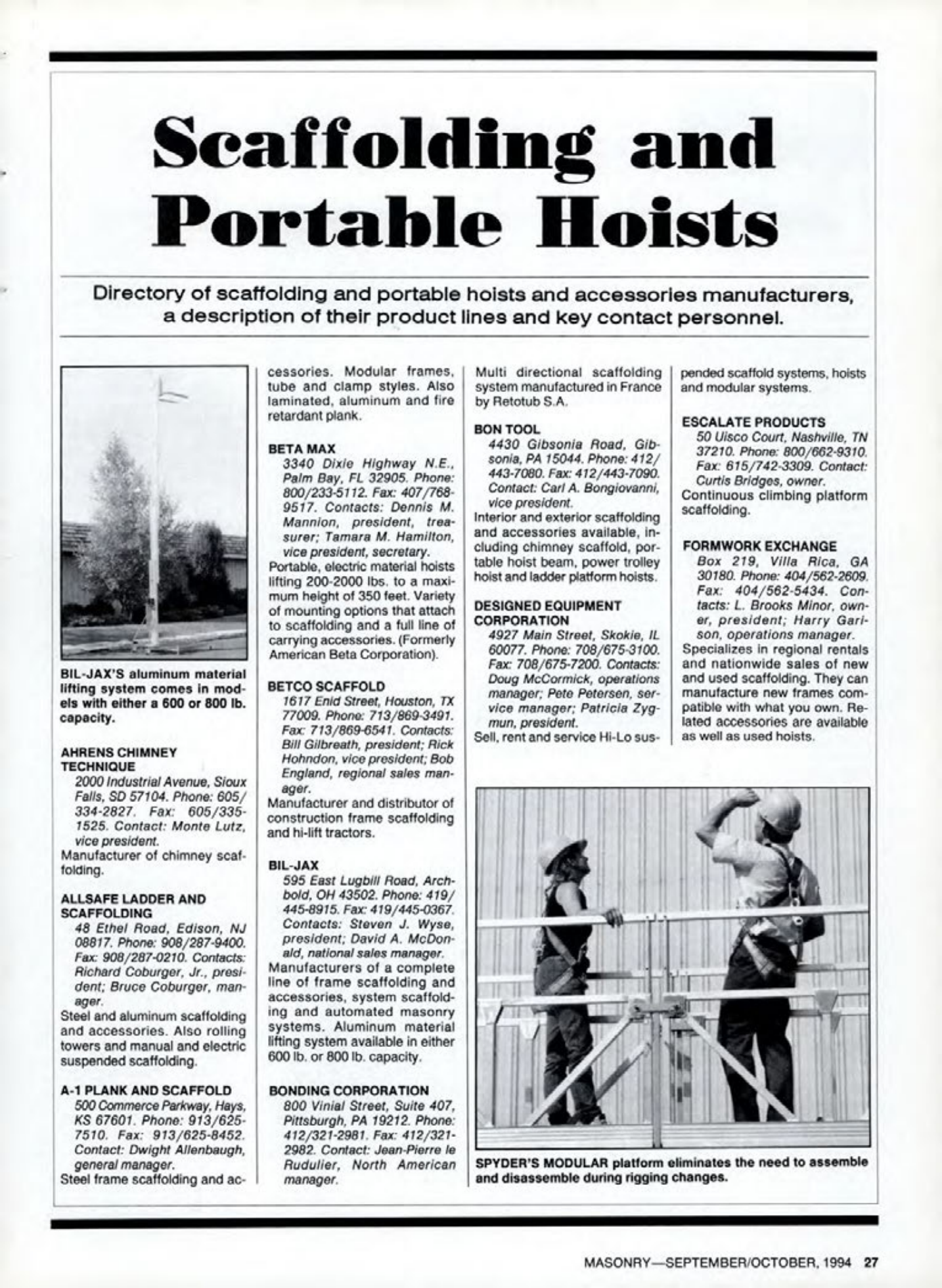 Masonry Magazine October 1994 Page. 27