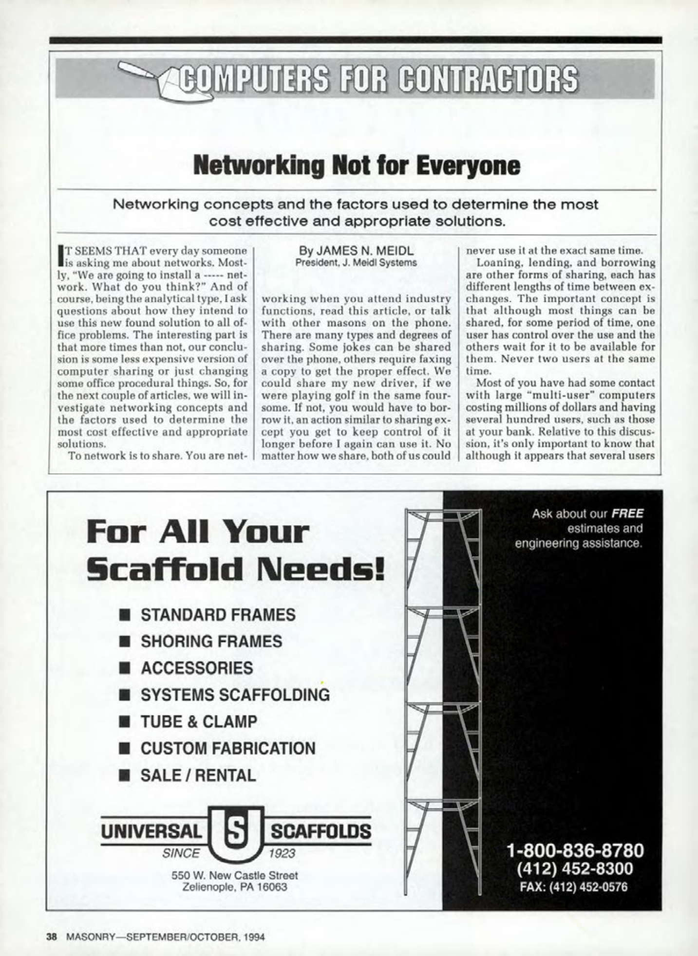 Masonry Magazine October 1994 Page. 38